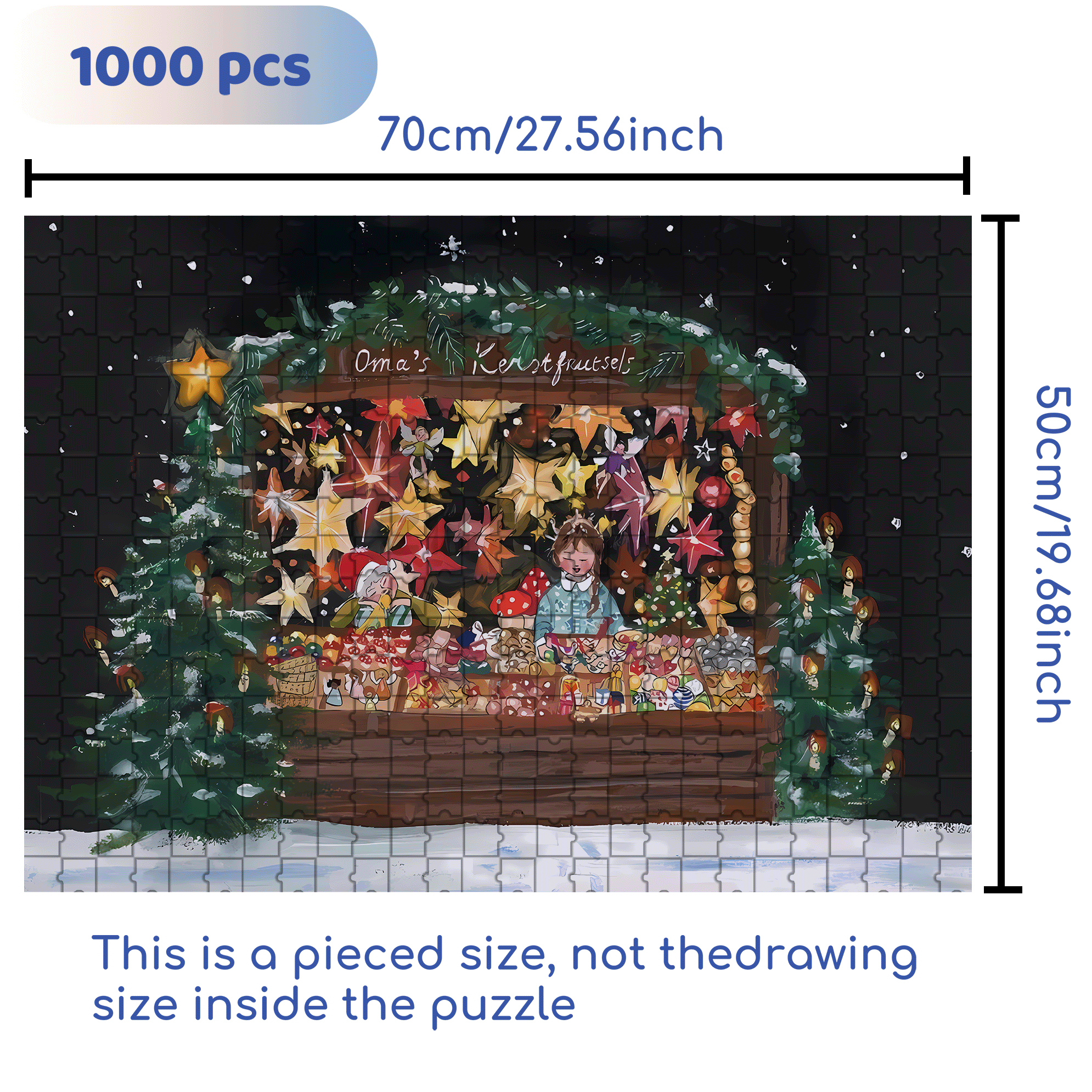 Christmas Stalls 500pcs/1000pcs Jigsaw Puzzle, Scratch-Resistant, Interactive Family Game & Brain-Boosting DIY Decor, Perfect for Halloween, Christmas & New Year Gifts, Family Puzzle Game