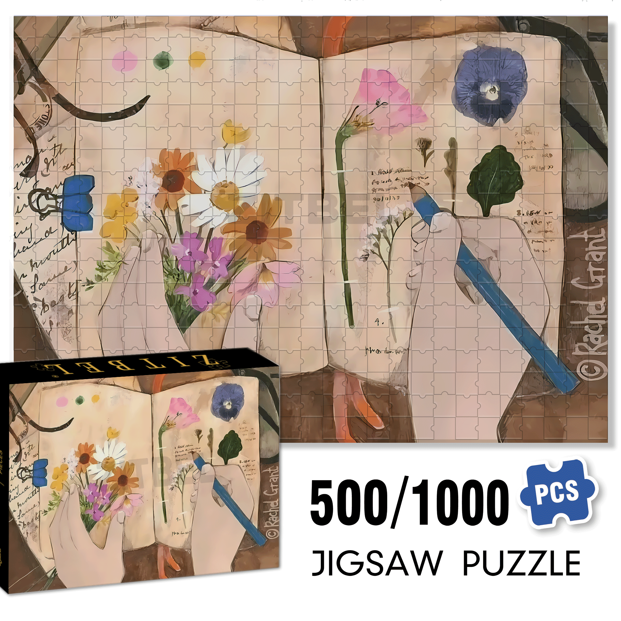 Collecting The Beautiful Moments Of Spring 500pcs/1000pcs Jigsaw Puzzle, Scratch-Resistant, Interactive Family Game & Brain-Boosting DIY Decor, Perfect for Halloween, Christmas & New Year Gifts, Family Puzzle Game