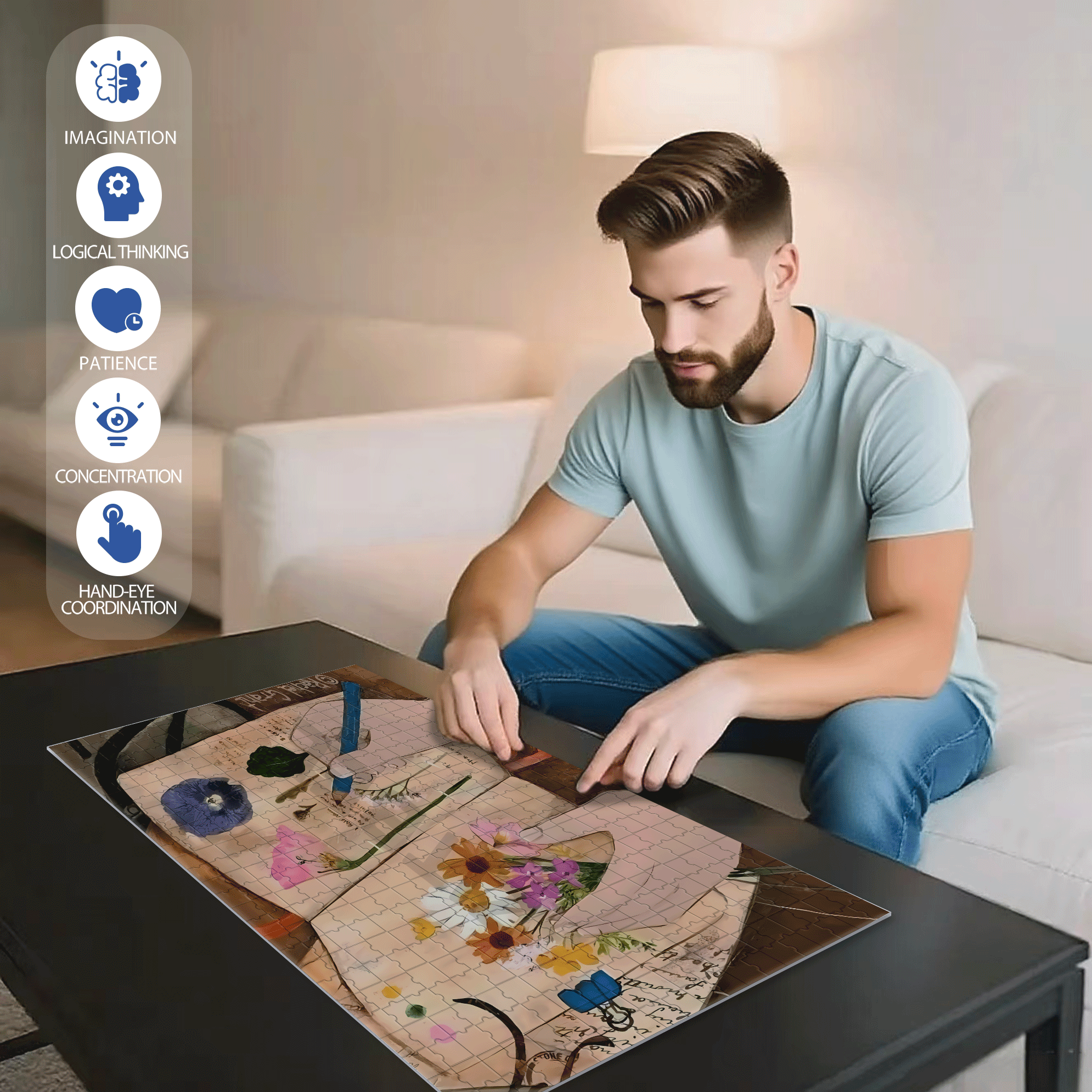 Collecting The Beautiful Moments Of Spring 500pcs/1000pcs Jigsaw Puzzle, Scratch-Resistant, Interactive Family Game & Brain-Boosting DIY Decor, Perfect for Halloween, Christmas & New Year Gifts, Family Puzzle Game
