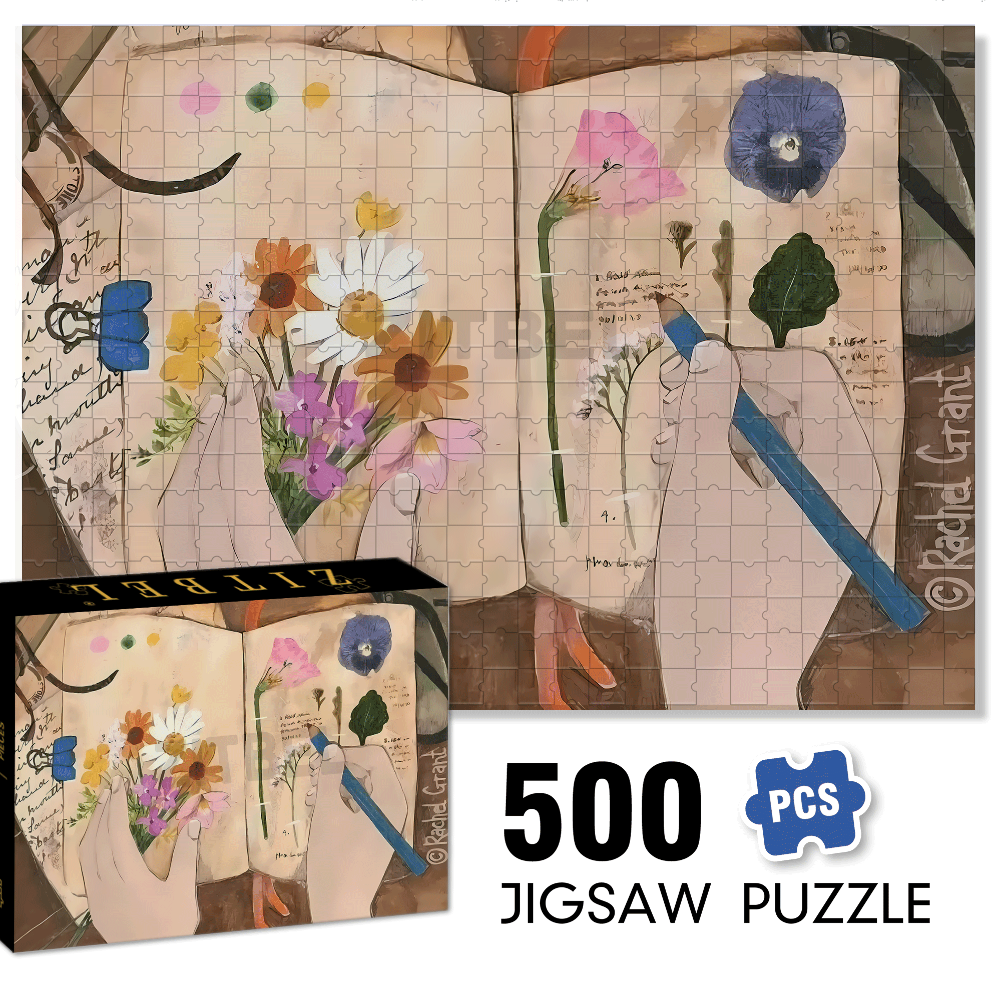 Collecting The Beautiful Moments Of Spring 500pcs/1000pcs Jigsaw Puzzle, Scratch-Resistant, Interactive Family Game & Brain-Boosting DIY Decor, Perfect for Halloween, Christmas & New Year Gifts, Family Puzzle Game