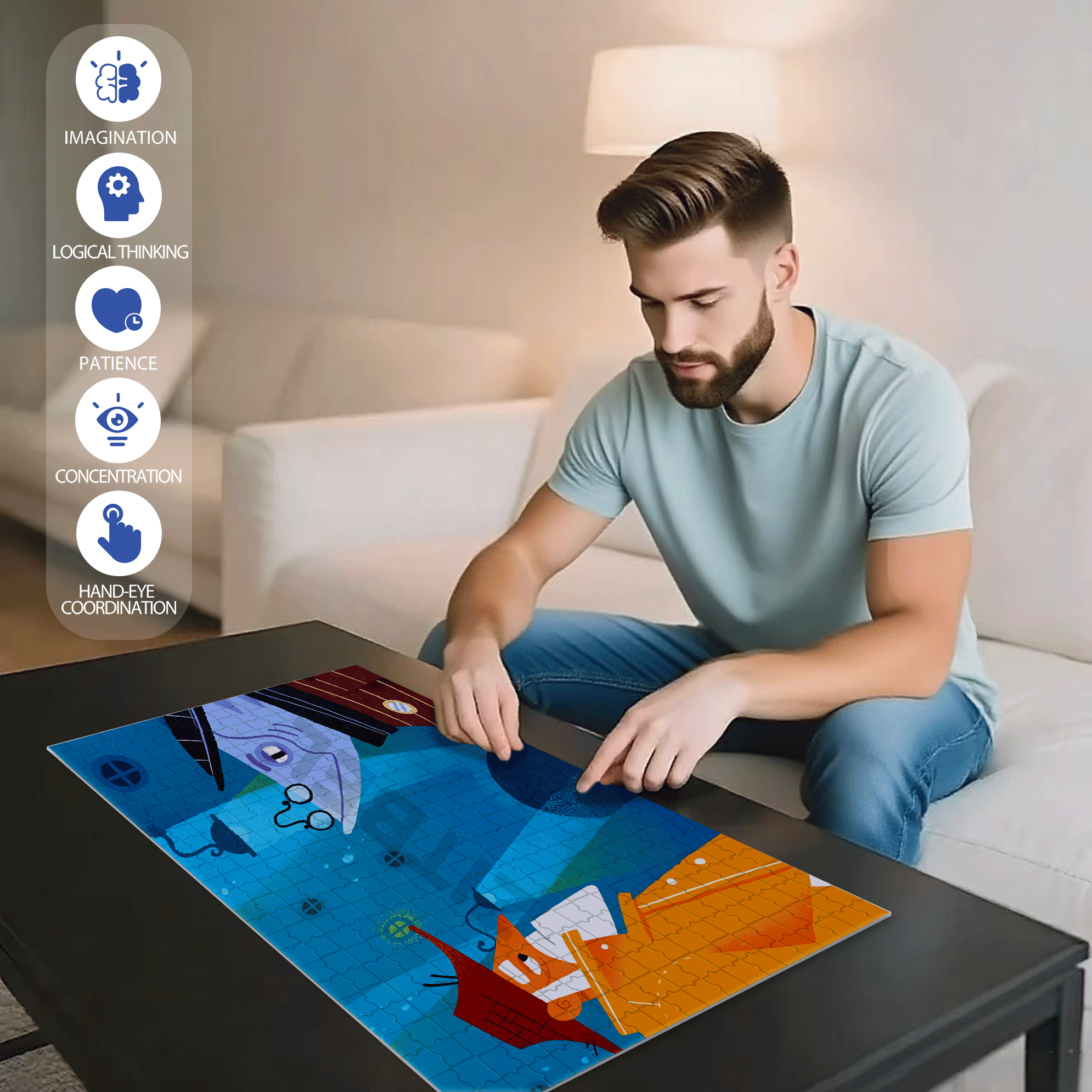 Connections Between People 500pcs/1000pcs Jigsaw Puzzle, Scratch-Resistant, Interactive Family Game & Brain-Boosting DIY Decor, Perfect for Halloween, Christmas & New Year Gifts, Family Puzzle Game