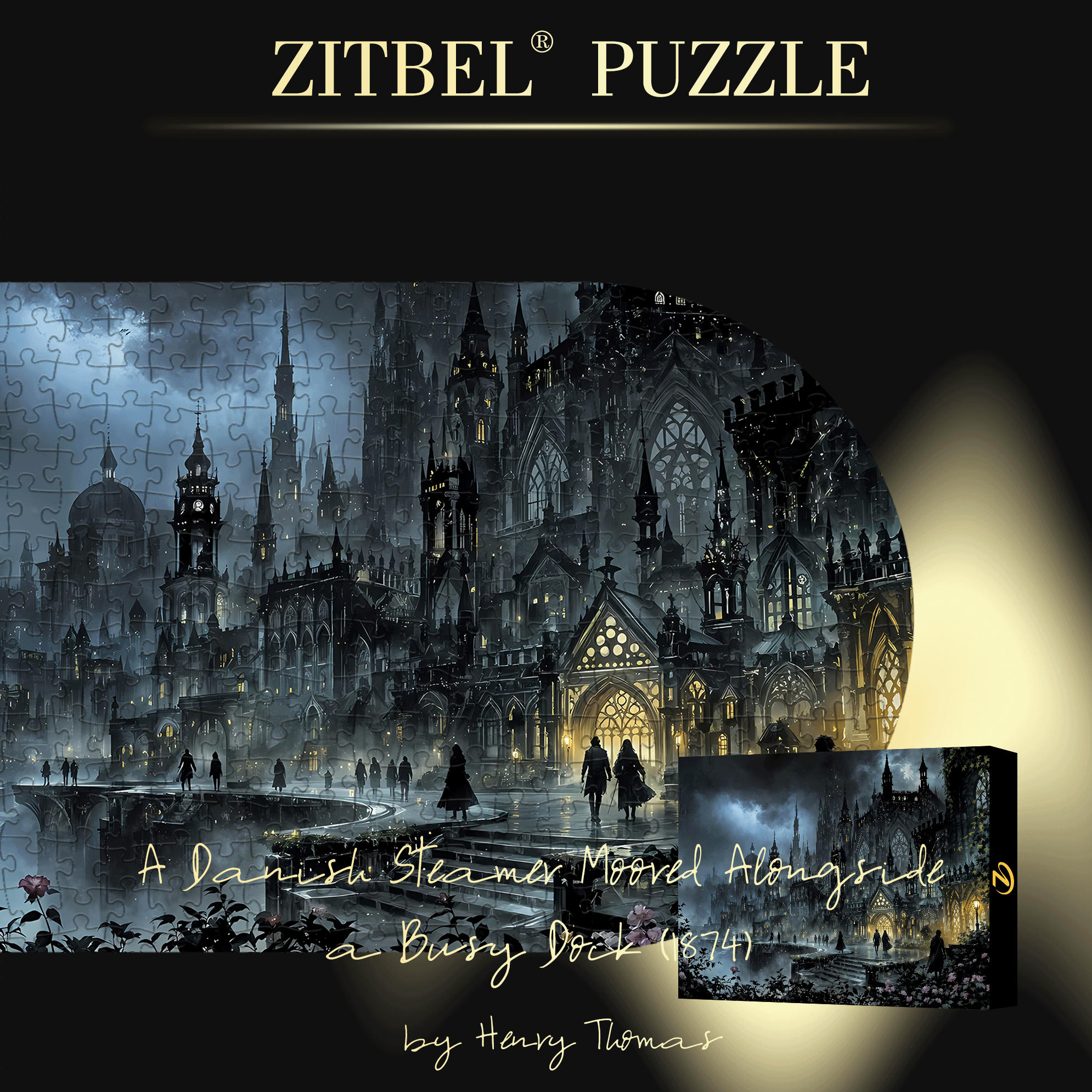 Dark Style 500pcs/1000pcs Jigsaw Puzzle, Scratch-Resistant, Interactive Family Game & Brain-Boosting DIY Decor, Perfect for Halloween, Christmas & New Year Gifts, Family Puzzle Game