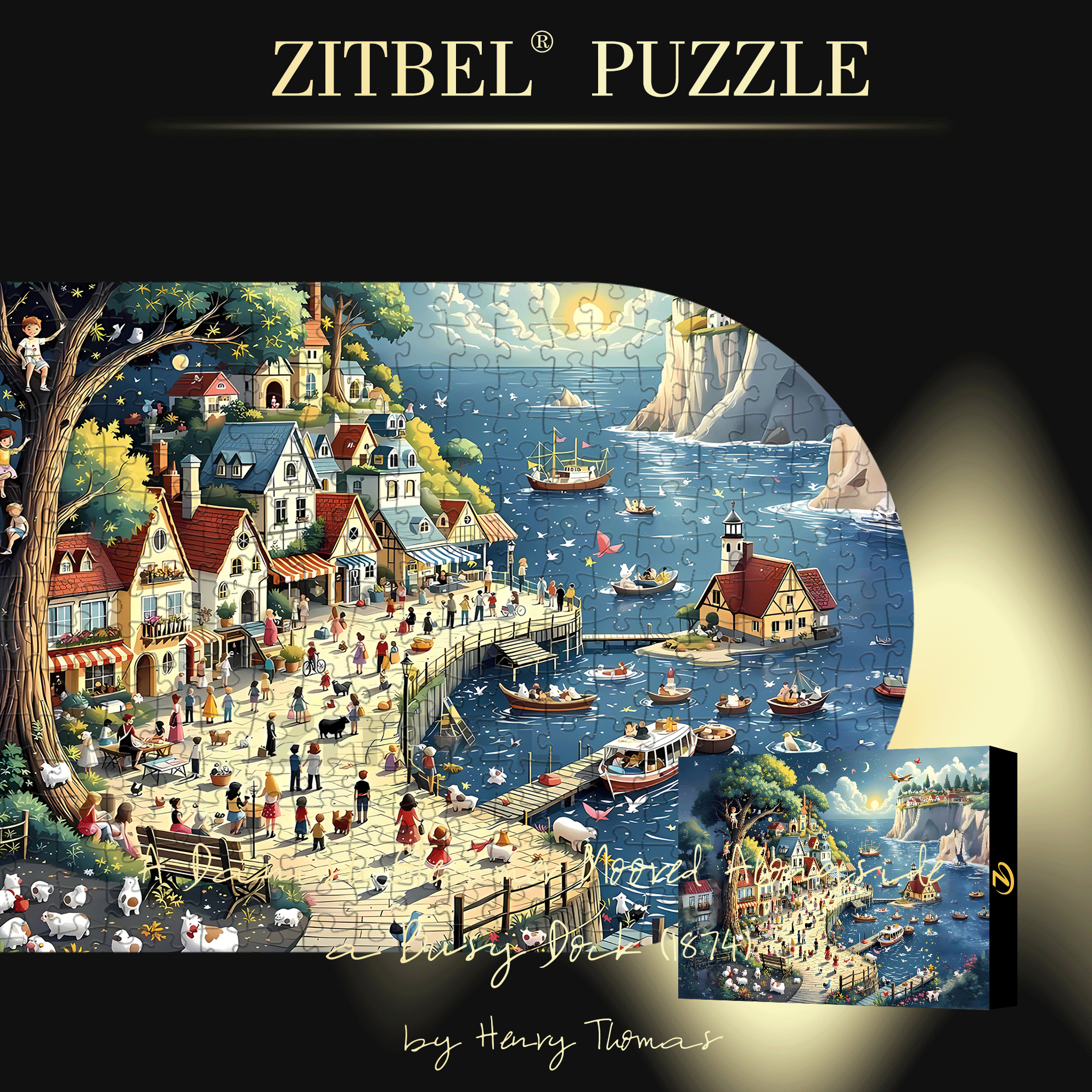Delhi Township 500pcs/1000pcs Jigsaw Puzzle, Scratch-Resistant, Interactive Family Game & Brain-Boosting DIY Decor, Perfect for Halloween, Christmas & New Year Gifts, Family Puzzle Game