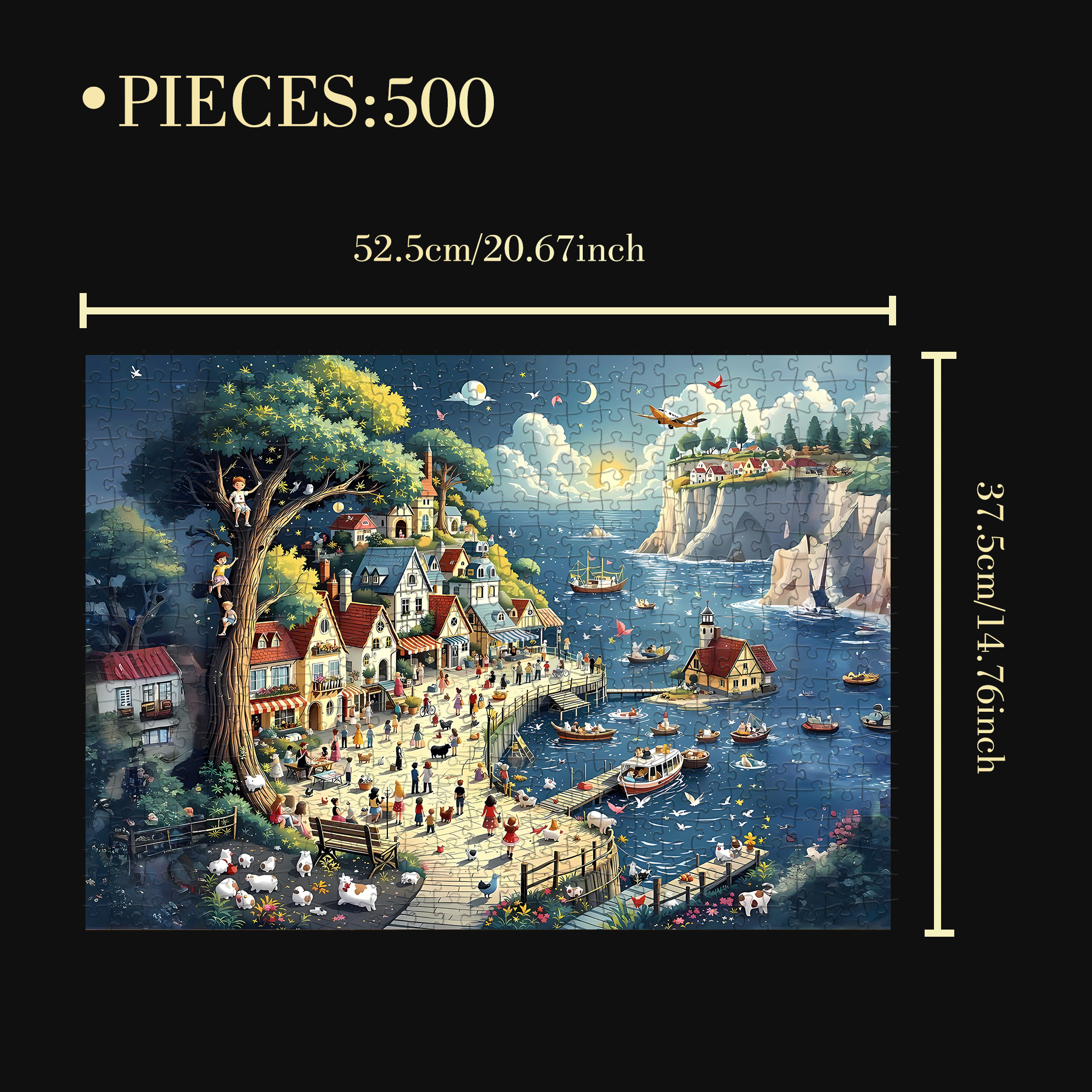 Delhi Township 500pcs/1000pcs Jigsaw Puzzle, Scratch-Resistant, Interactive Family Game & Brain-Boosting DIY Decor, Perfect for Halloween, Christmas & New Year Gifts, Family Puzzle Game