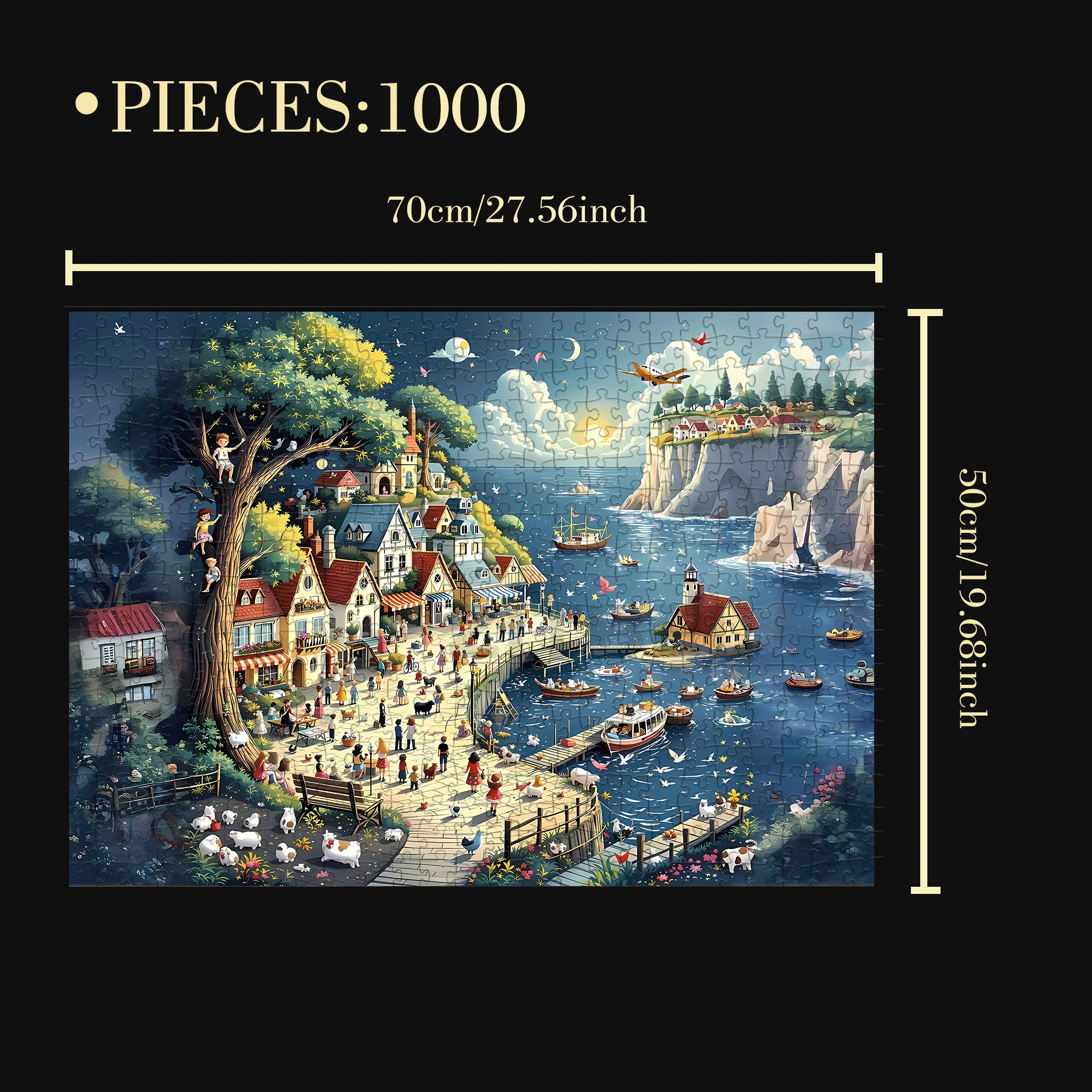 Delhi Township 500pcs/1000pcs Jigsaw Puzzle, Scratch-Resistant, Interactive Family Game & Brain-Boosting DIY Decor, Perfect for Halloween, Christmas & New Year Gifts, Family Puzzle Game