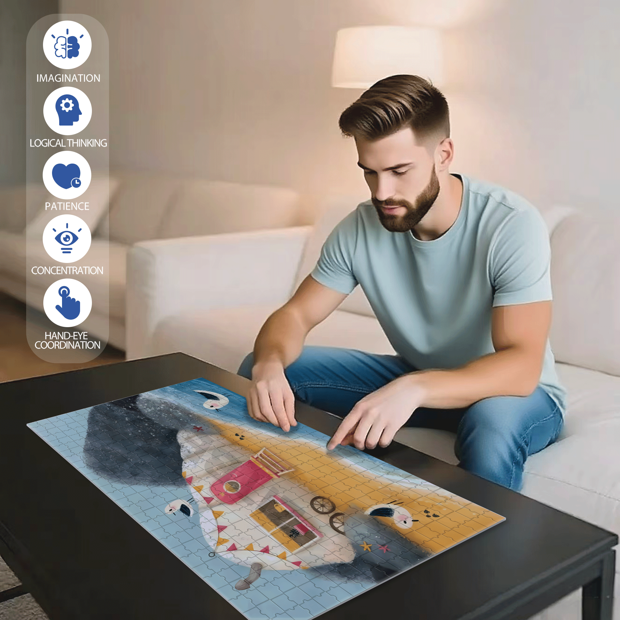Experience The Little Joys Of Life 4 500pcs/1000pcs Jigsaw Puzzle, Scratch-Resistant, Interactive Family Game & Brain-Boosting DIY Decor, Perfect for Halloween, Christmas & New Year Gifts, Family Puzzle Game