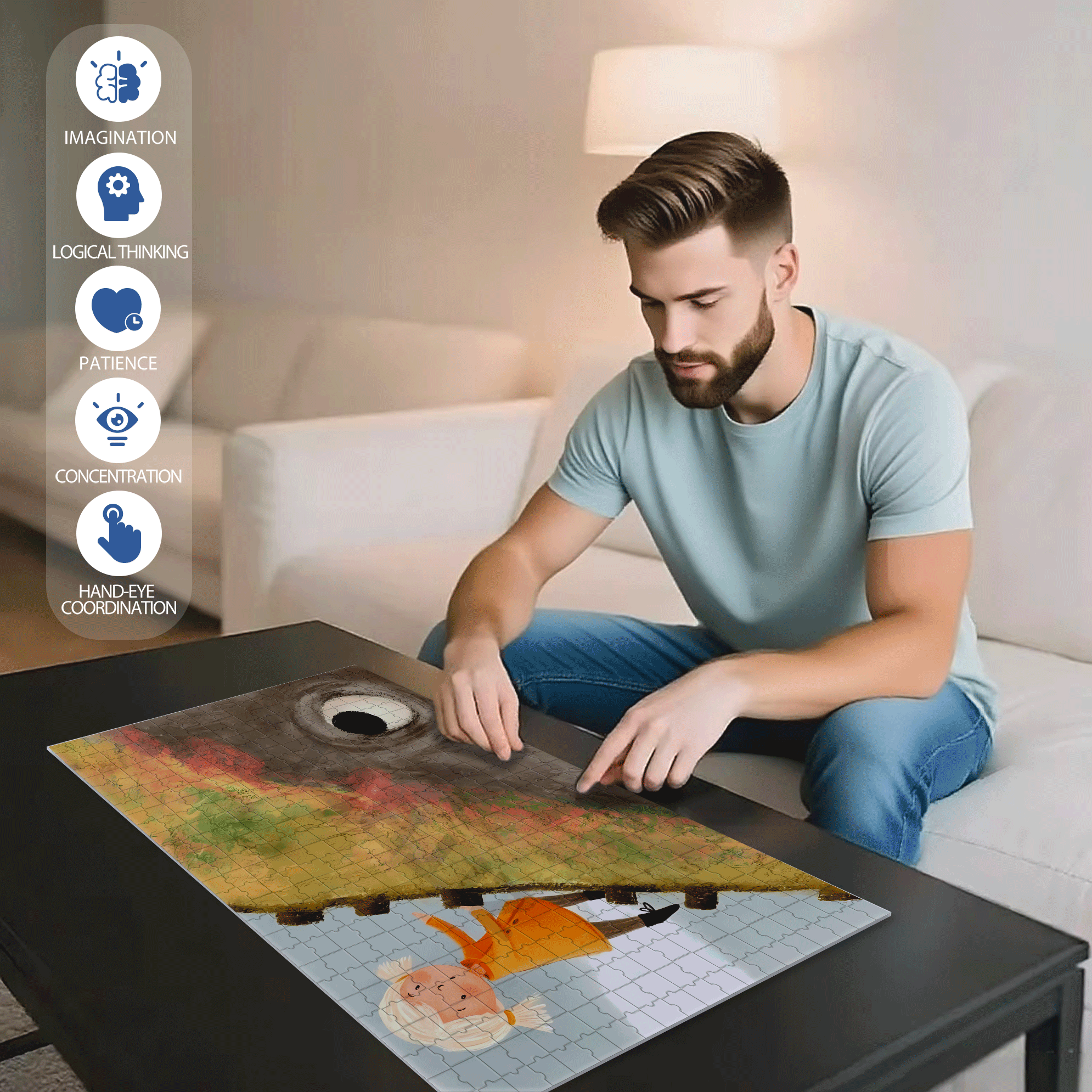 Experience The Little Joys Of Life 9 500pcs/1000pcs Jigsaw Puzzle, Scratch-Resistant, Interactive Family Game & Brain-Boosting DIY Decor, Perfect for Halloween, Christmas & New Year Gifts, Family Puzzle Game