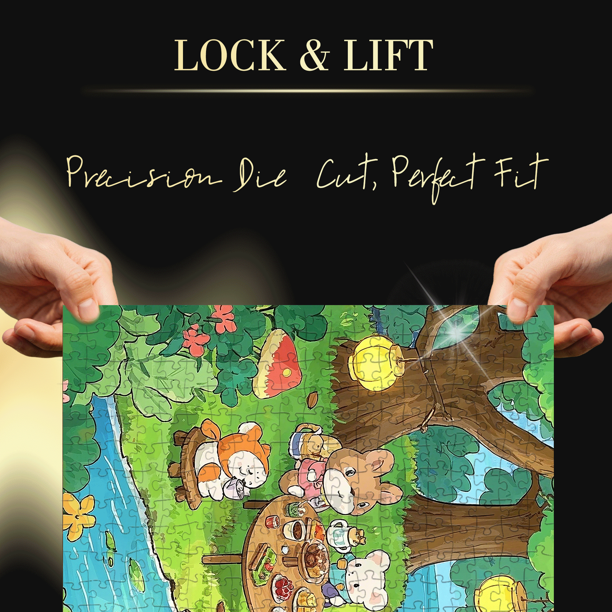 Fairy Tale Forest 500pcs/1000pcs Jigsaw Puzzle, Scratch-Resistant, Interactive Family Game & Brain-Boosting DIY Decor, Perfect for Halloween, Christmas & New Year Gifts, Family Puzzle Game