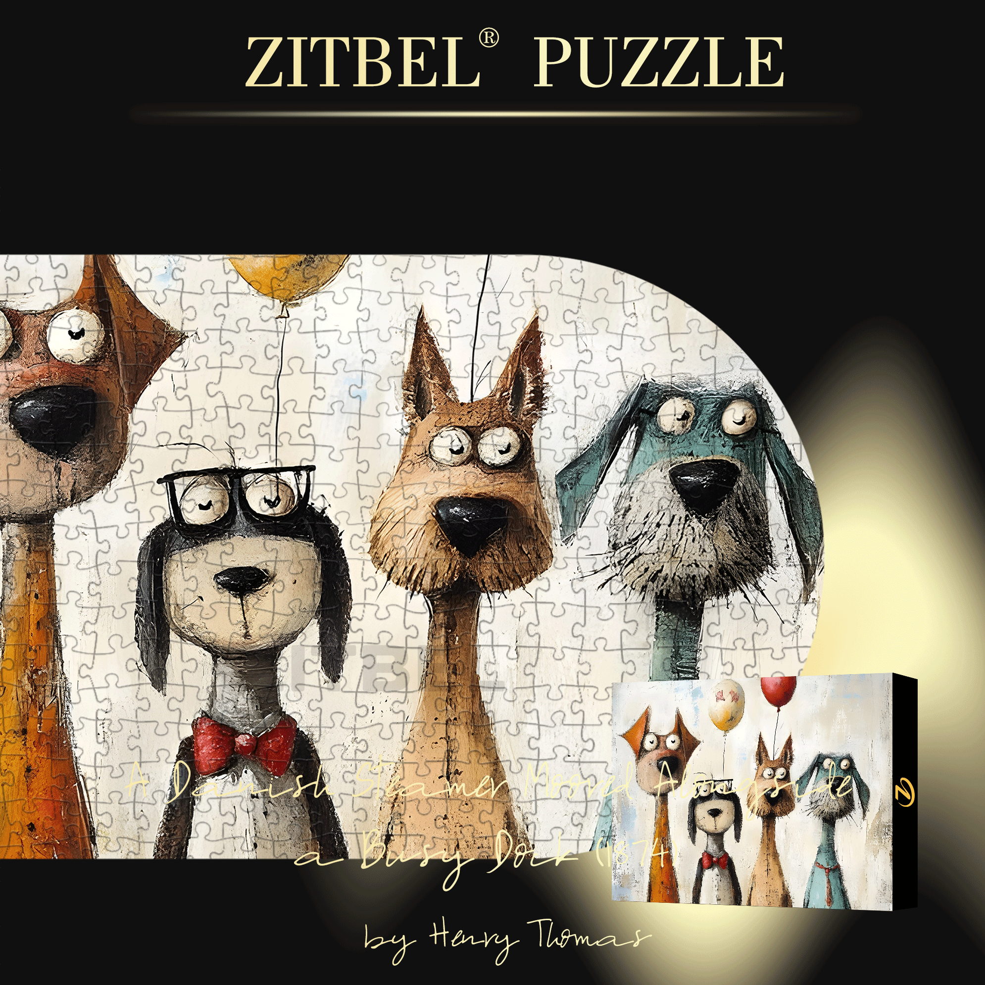 Four Puppies 500pcs/1000pcs Jigsaw Puzzle, Scratch-Resistant, Interactive Family Game & Brain-Boosting DIY Decor, Perfect for Halloween, Christmas & New Year Gifts, Family Puzzle Game