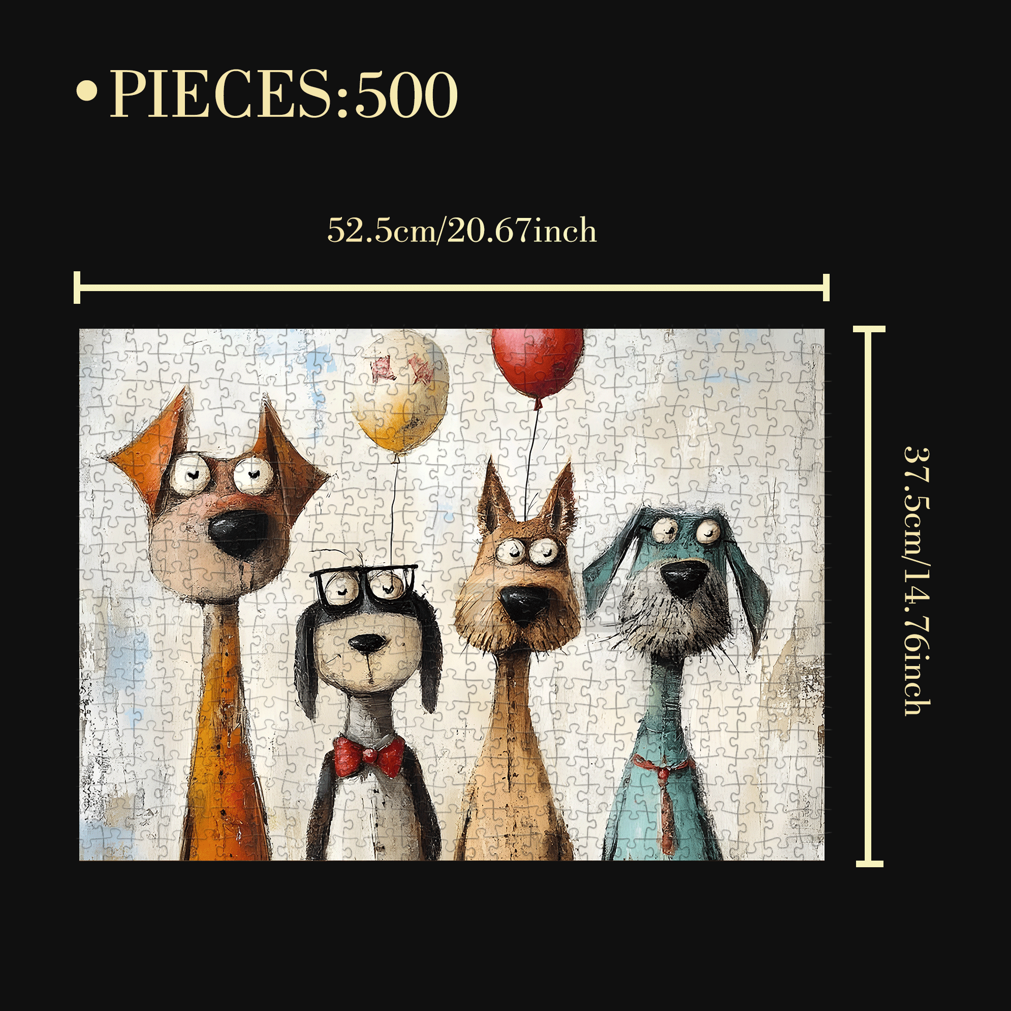 Four Puppies 500pcs/1000pcs Jigsaw Puzzle, Scratch-Resistant, Interactive Family Game & Brain-Boosting DIY Decor, Perfect for Halloween, Christmas & New Year Gifts, Family Puzzle Game