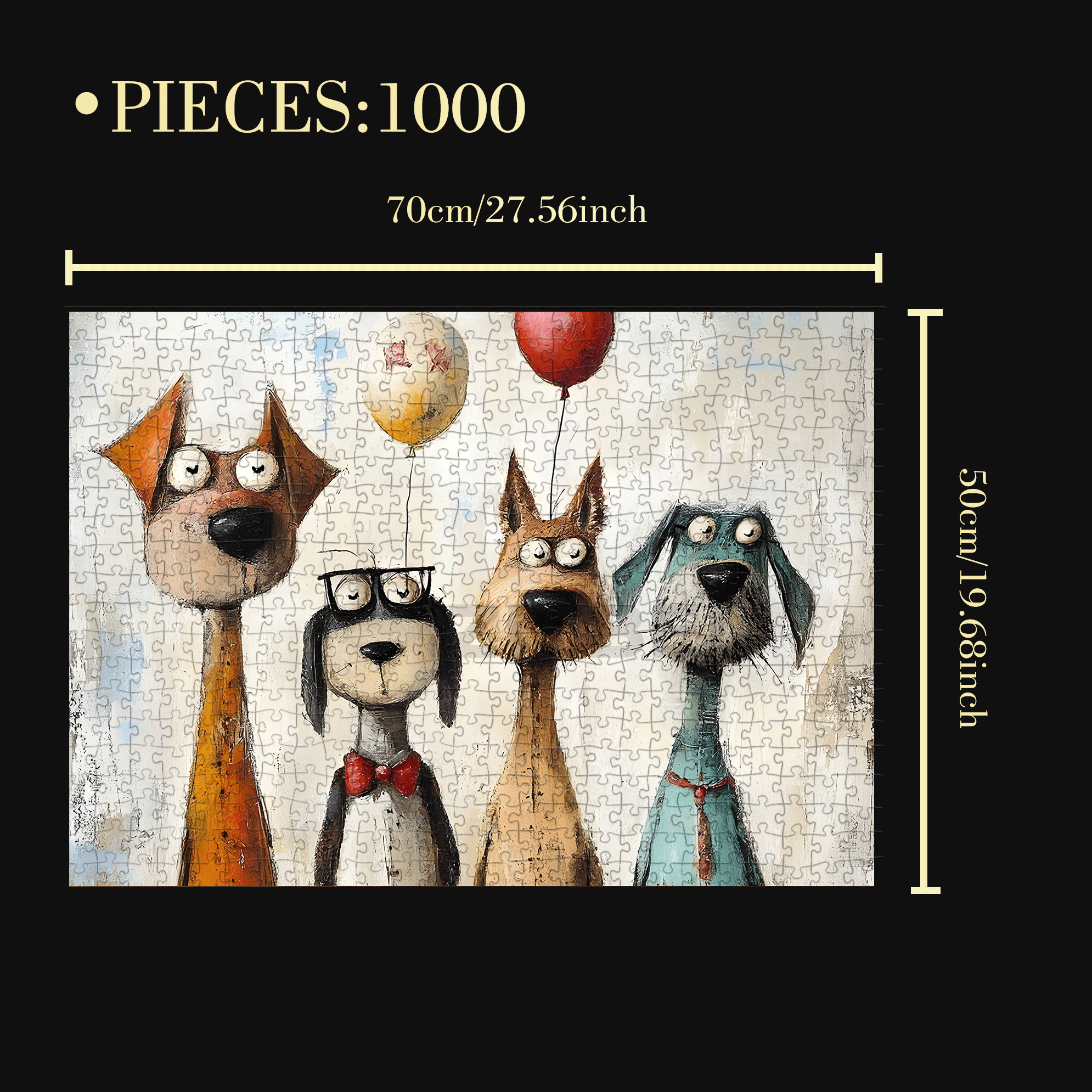 Four Puppies 500pcs/1000pcs Jigsaw Puzzle, Scratch-Resistant, Interactive Family Game & Brain-Boosting DIY Decor, Perfect for Halloween, Christmas & New Year Gifts, Family Puzzle Game