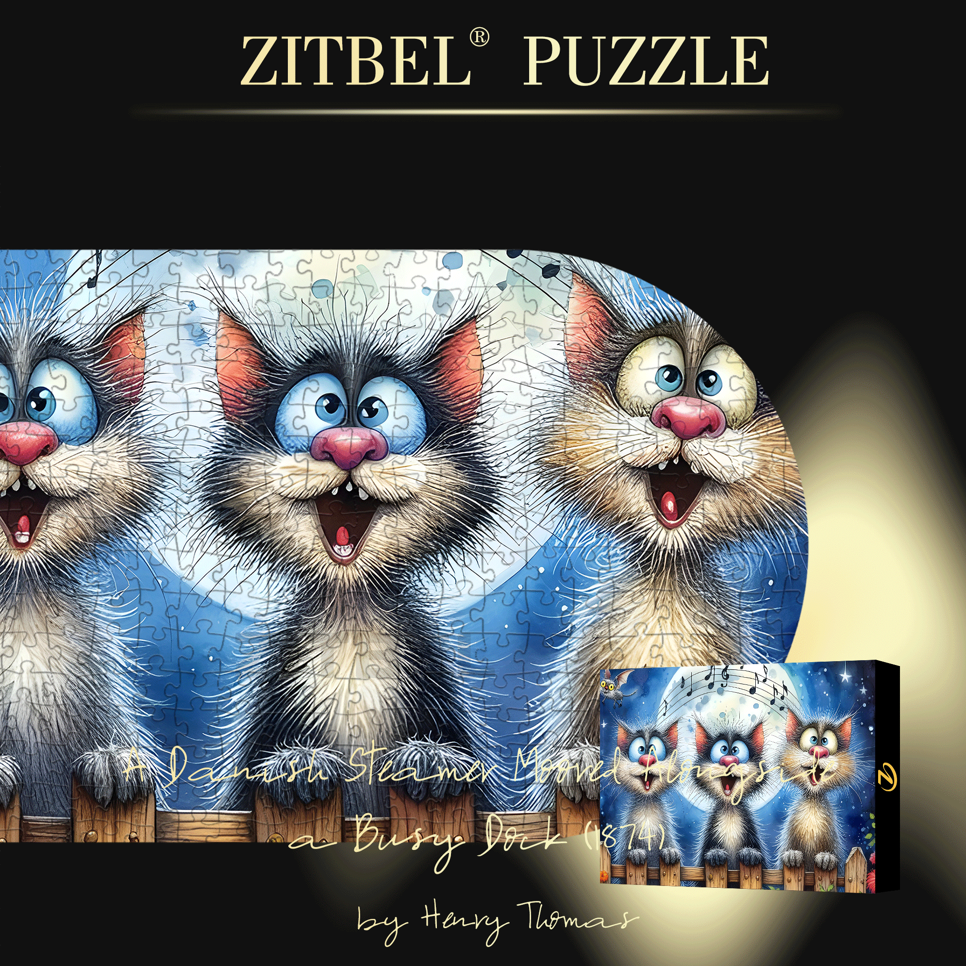 Kitten Choir 500pcs/1000pcs Jigsaw Puzzle, Scratch-Resistant, Interactive Family Game & Brain-Boosting DIY Decor, Perfect for Halloween, Christmas & New Year Gifts, Family Puzzle Game