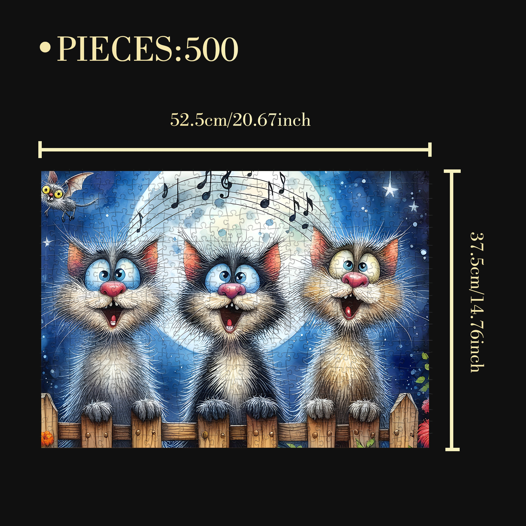 Kitten Choir 500pcs/1000pcs Jigsaw Puzzle, Scratch-Resistant, Interactive Family Game & Brain-Boosting DIY Decor, Perfect for Halloween, Christmas & New Year Gifts, Family Puzzle Game