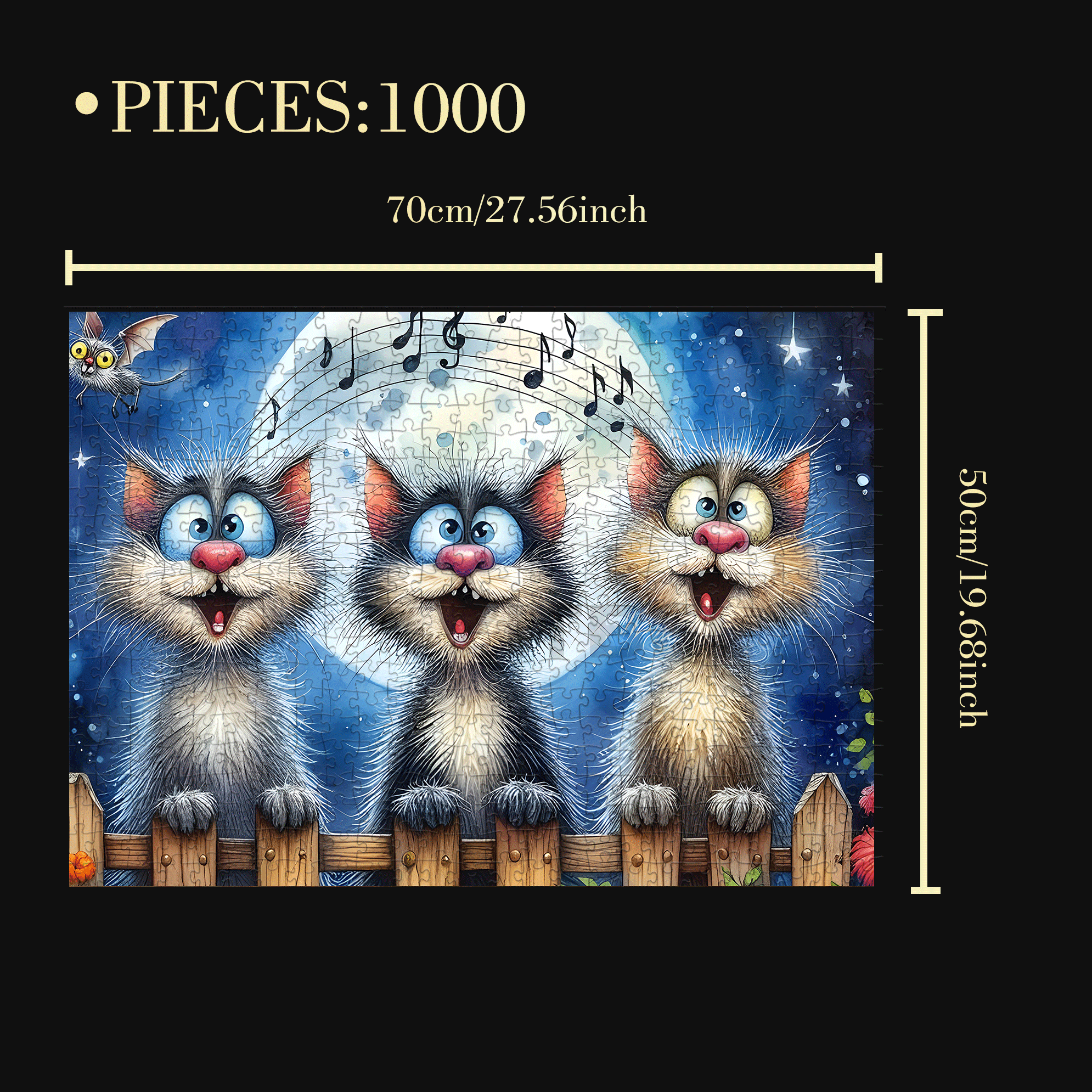 Kitten Choir 500pcs/1000pcs Jigsaw Puzzle, Scratch-Resistant, Interactive Family Game & Brain-Boosting DIY Decor, Perfect for Halloween, Christmas & New Year Gifts, Family Puzzle Game