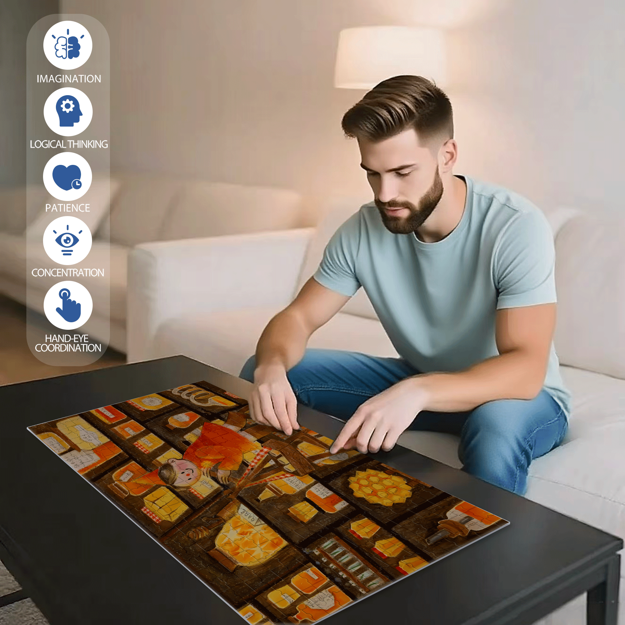 Little Sales 500pcs/1000pcs Jigsaw Puzzle, Scratch-Resistant, Interactive Family Game & Brain-Boosting DIY Decor, Perfect for Halloween, Christmas & New Year Gifts, Family Puzzle Game