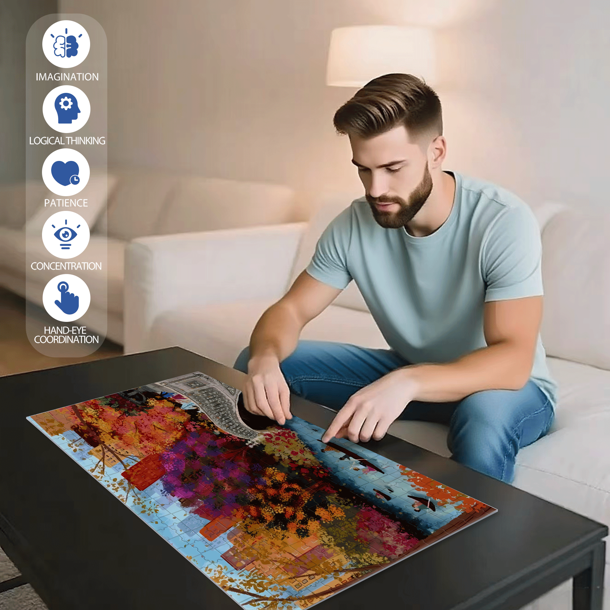 Live Your Life In A Gentle Manner 11 500pcs/1000pcs Jigsaw Puzzle, Scratch-Resistant, Interactive Family Game & Brain-Boosting DIY Decor, Perfect for Halloween, Christmas & New Year Gifts, Family Puzzle Game
