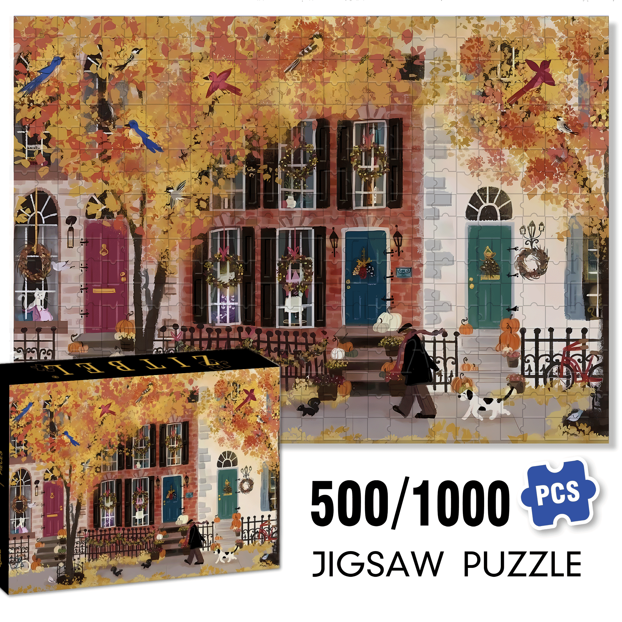 Live Your Life In A Gentle Manner 13 500pcs/1000pcs Jigsaw Puzzle, Scratch-Resistant, Interactive Family Game & Brain-Boosting DIY Decor, Perfect for Halloween, Christmas & New Year Gifts, Family Puzzle Game