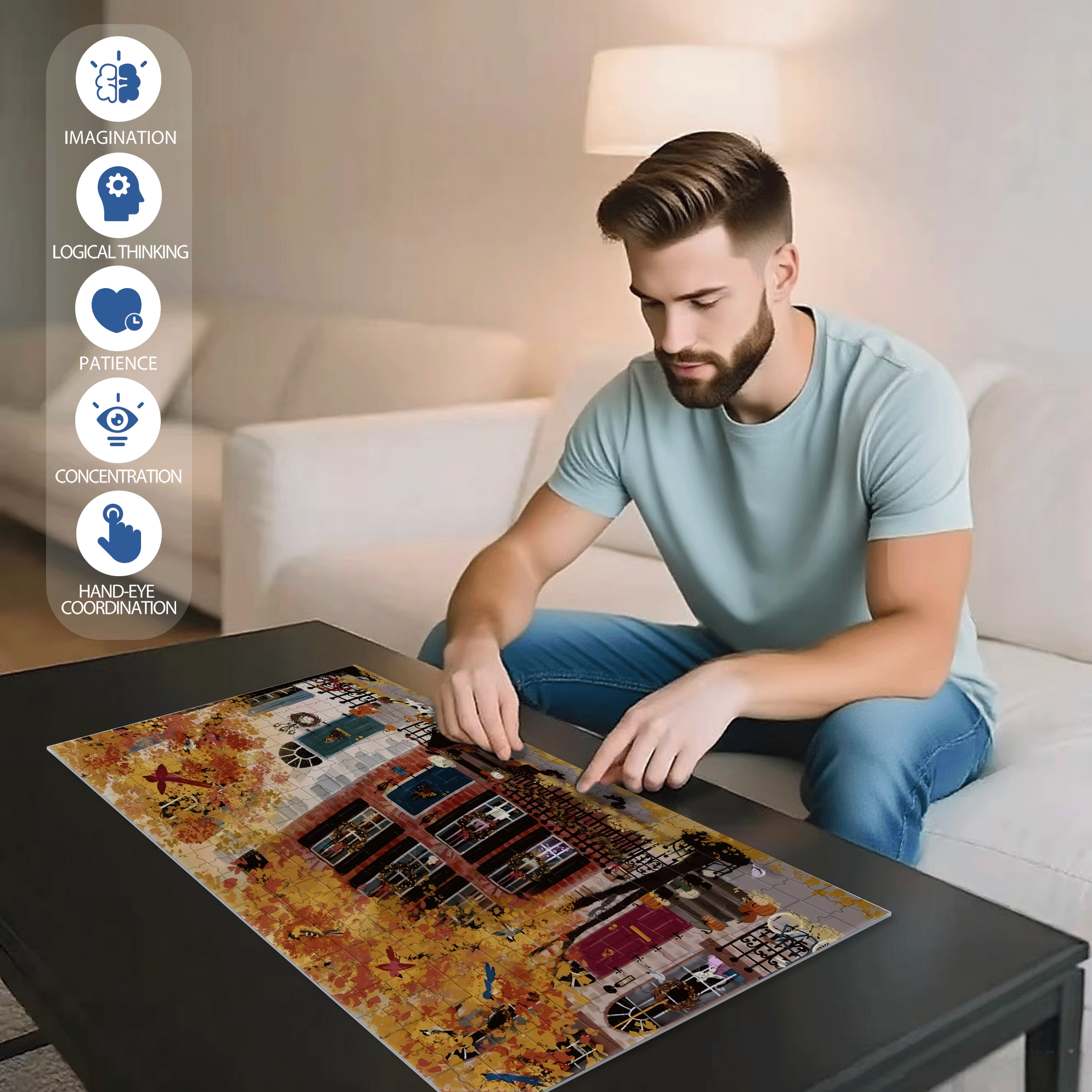 Live Your Life In A Gentle Manner 13 500pcs/1000pcs Jigsaw Puzzle, Scratch-Resistant, Interactive Family Game & Brain-Boosting DIY Decor, Perfect for Halloween, Christmas & New Year Gifts, Family Puzzle Game