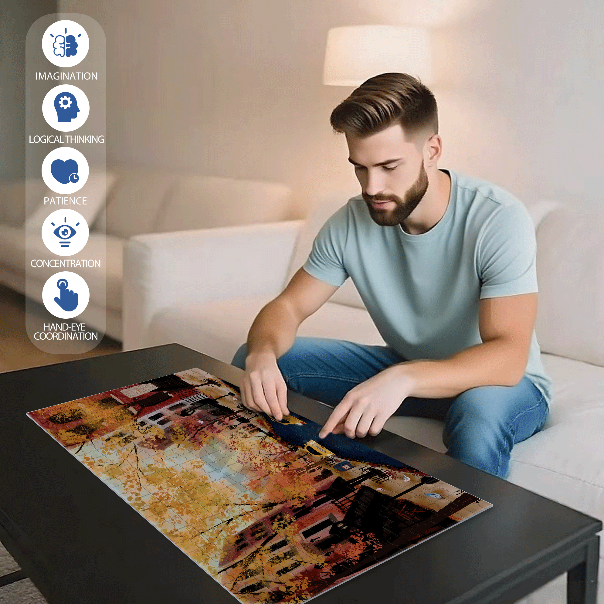 Live Your Life In A Gentle Manner 16 500pcs/1000pcs Jigsaw Puzzle, Scratch-Resistant, Interactive Family Game & Brain-Boosting DIY Decor, Perfect for Halloween, Christmas & New Year Gifts, Family Puzzle Game