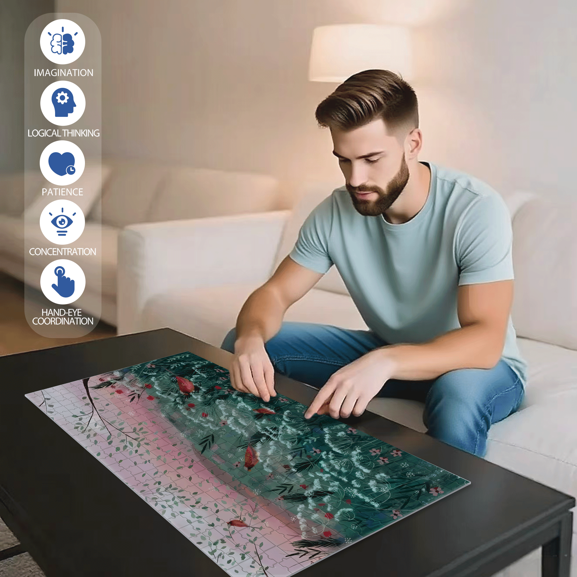 Live Your Life In A Gentle Manner 21 500pcs/1000pcs Jigsaw Puzzle, Scratch-Resistant, Interactive Family Game & Brain-Boosting DIY Decor, Perfect for Halloween, Christmas & New Year Gifts, Family Puzzle Game