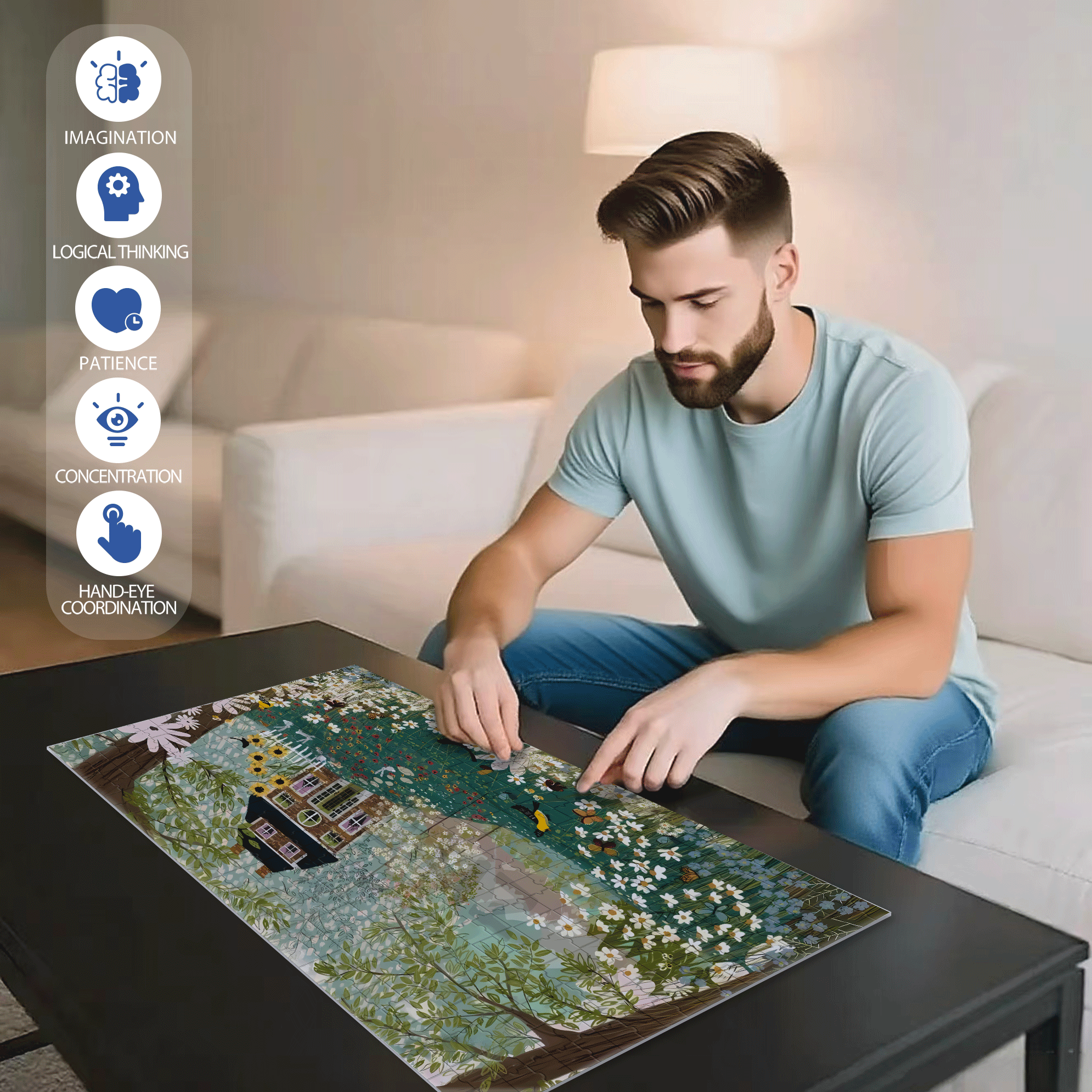 Live Your Life In A Gentle Manner 24 500pcs/1000pcs Jigsaw Puzzle, Scratch-Resistant, Interactive Family Game & Brain-Boosting DIY Decor, Perfect for Halloween, Christmas & New Year Gifts, Family Puzzle Game