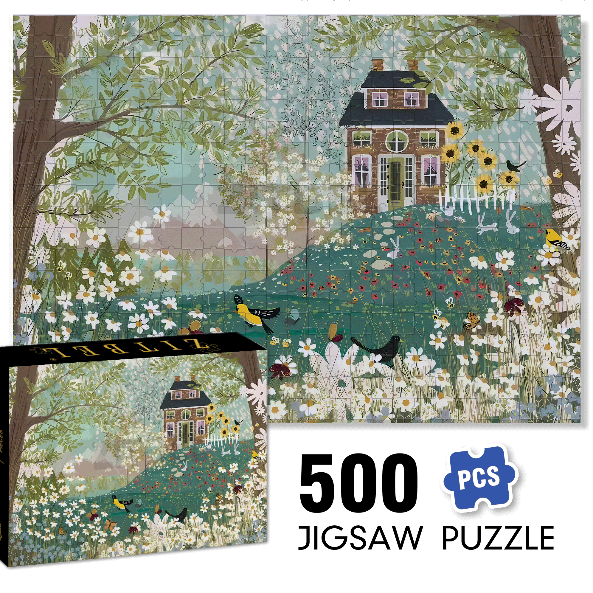Live Your Life In A Gentle Manner 24 500pcs/1000pcs Jigsaw Puzzle, Scratch-Resistant, Interactive Family Game & Brain-Boosting DIY Decor, Perfect for Halloween, Christmas & New Year Gifts, Family Puzzle Game