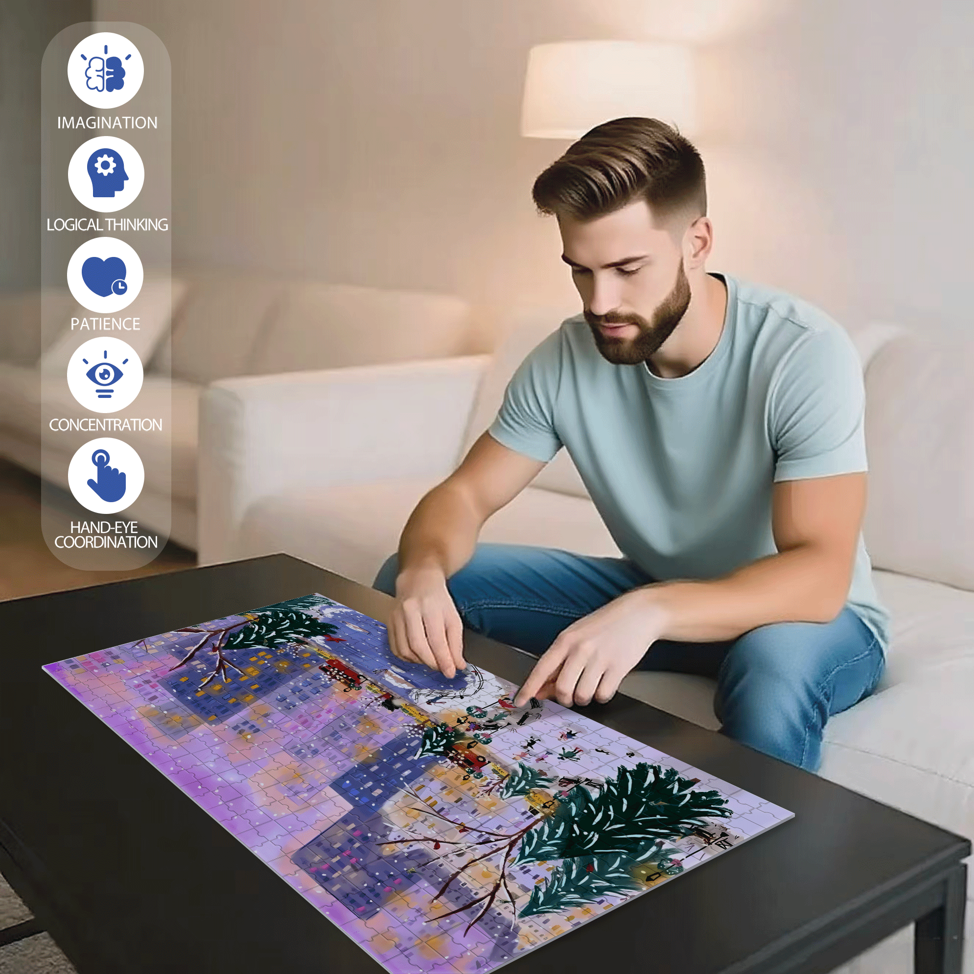 Live Your Life In A Gentle Manner 26 500pcs/1000pcs Jigsaw Puzzle, Scratch-Resistant, Interactive Family Game & Brain-Boosting DIY Decor, Perfect for Halloween, Christmas & New Year Gifts, Family Puzzle Game