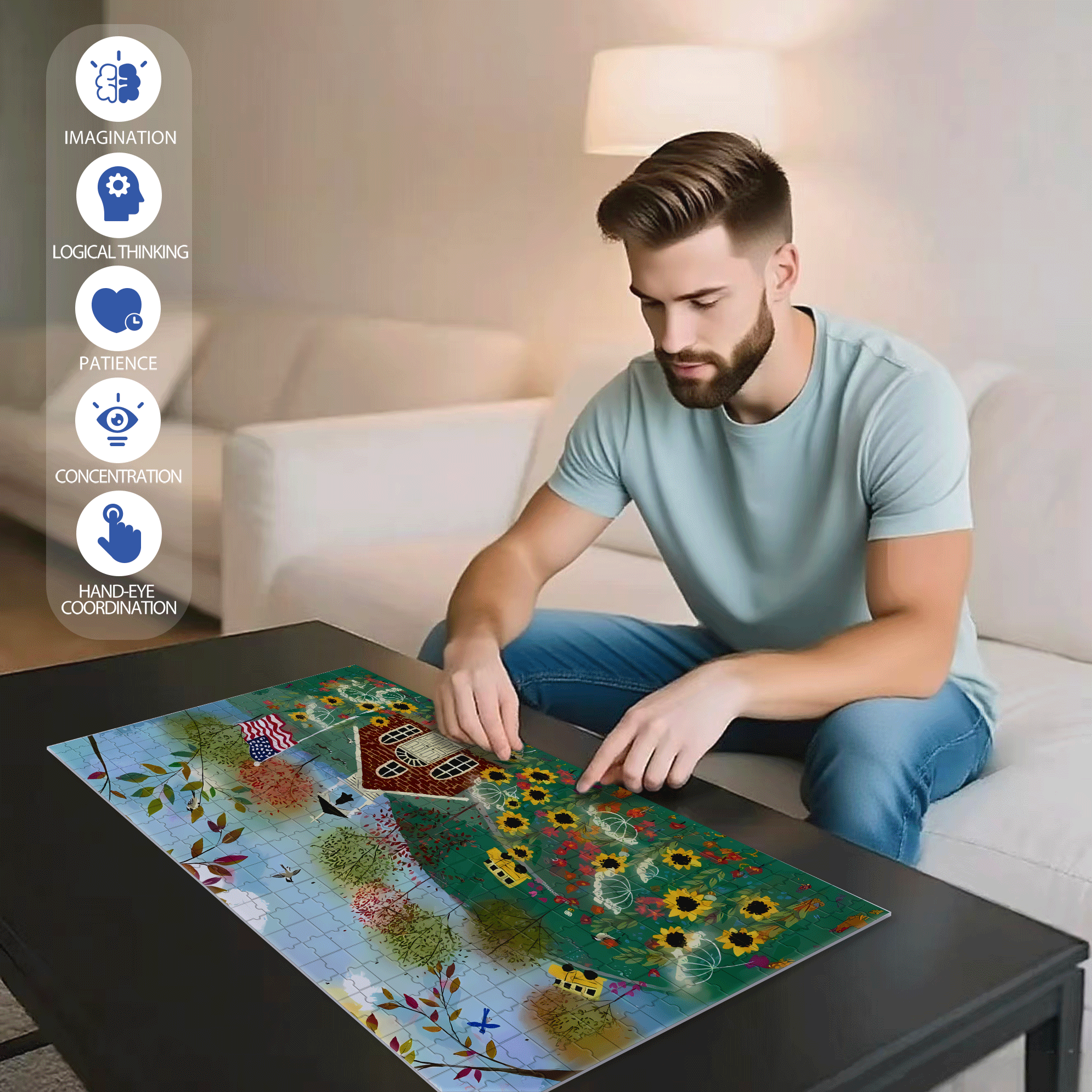 Live Your Life In A Gentle Manner 30 500pcs/1000pcs Jigsaw Puzzle, Scratch-Resistant, Interactive Family Game & Brain-Boosting DIY Decor, Perfect for Halloween, Christmas & New Year Gifts, Family Puzzle Game