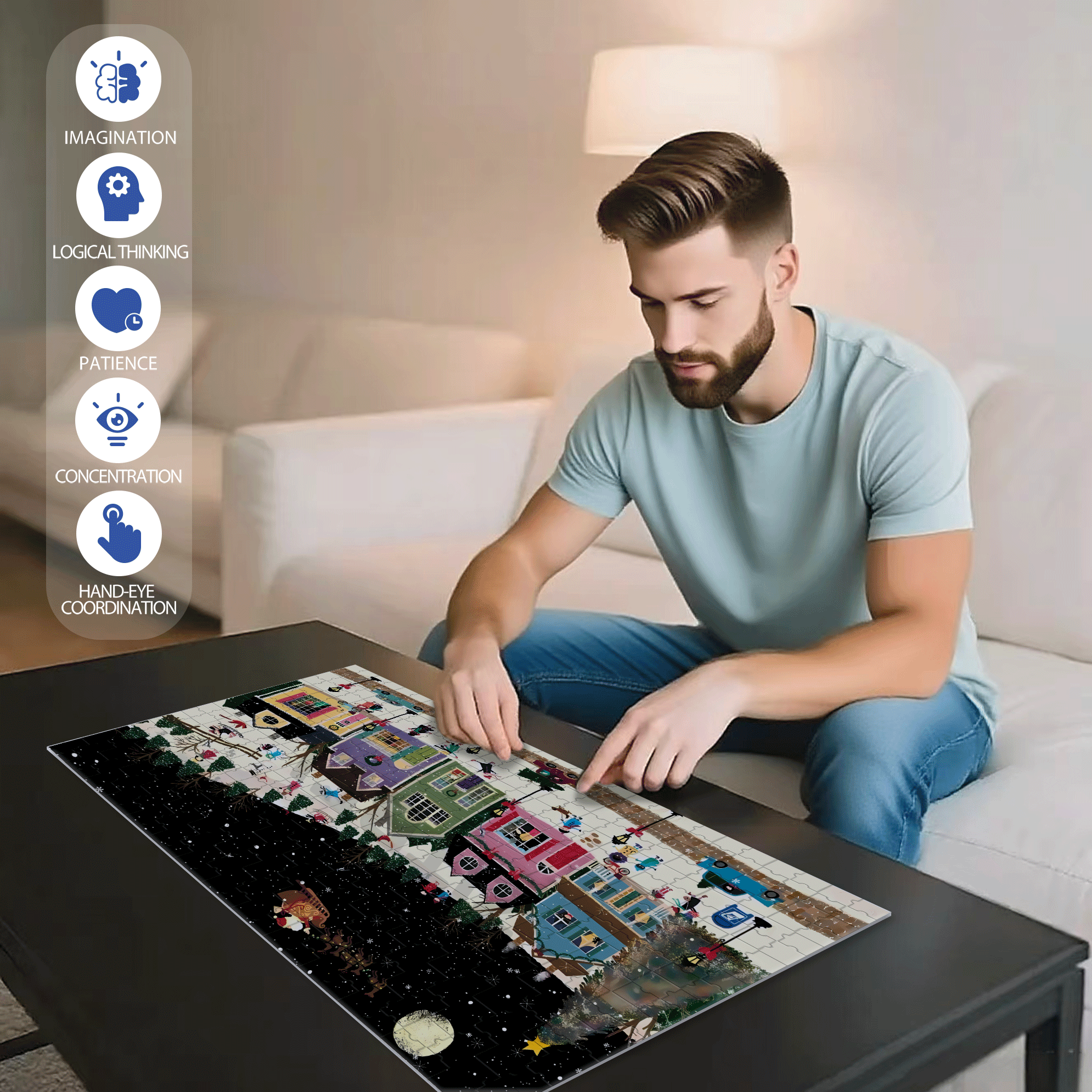 Live Your Life In A Gentle Manner 31 500pcs/1000pcs Jigsaw Puzzle, Scratch-Resistant, Interactive Family Game & Brain-Boosting DIY Decor, Perfect for Halloween, Christmas & New Year Gifts, Family Puzzle Game