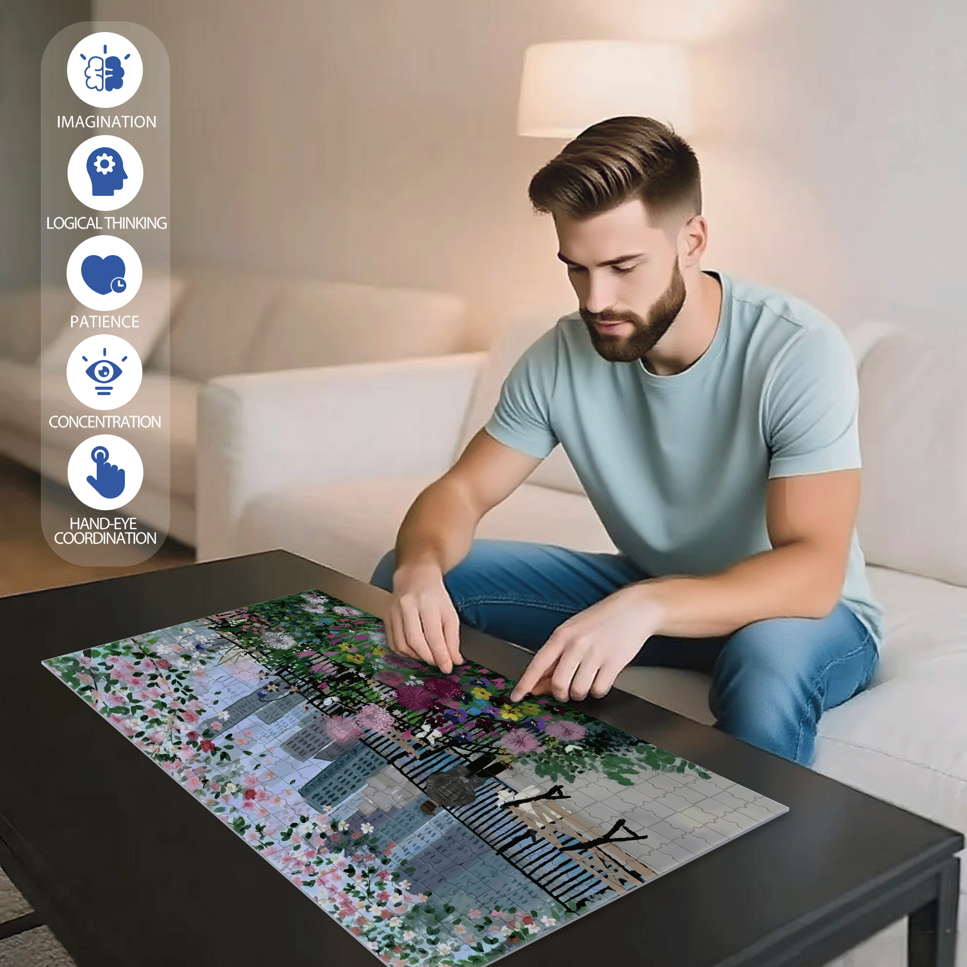Live Your Life In A Gentle Manner 32 500pcs/1000pcs Jigsaw Puzzle, Scratch-Resistant, Interactive Family Game & Brain-Boosting DIY Decor, Perfect for Halloween, Christmas & New Year Gifts, Family Puzzle Game