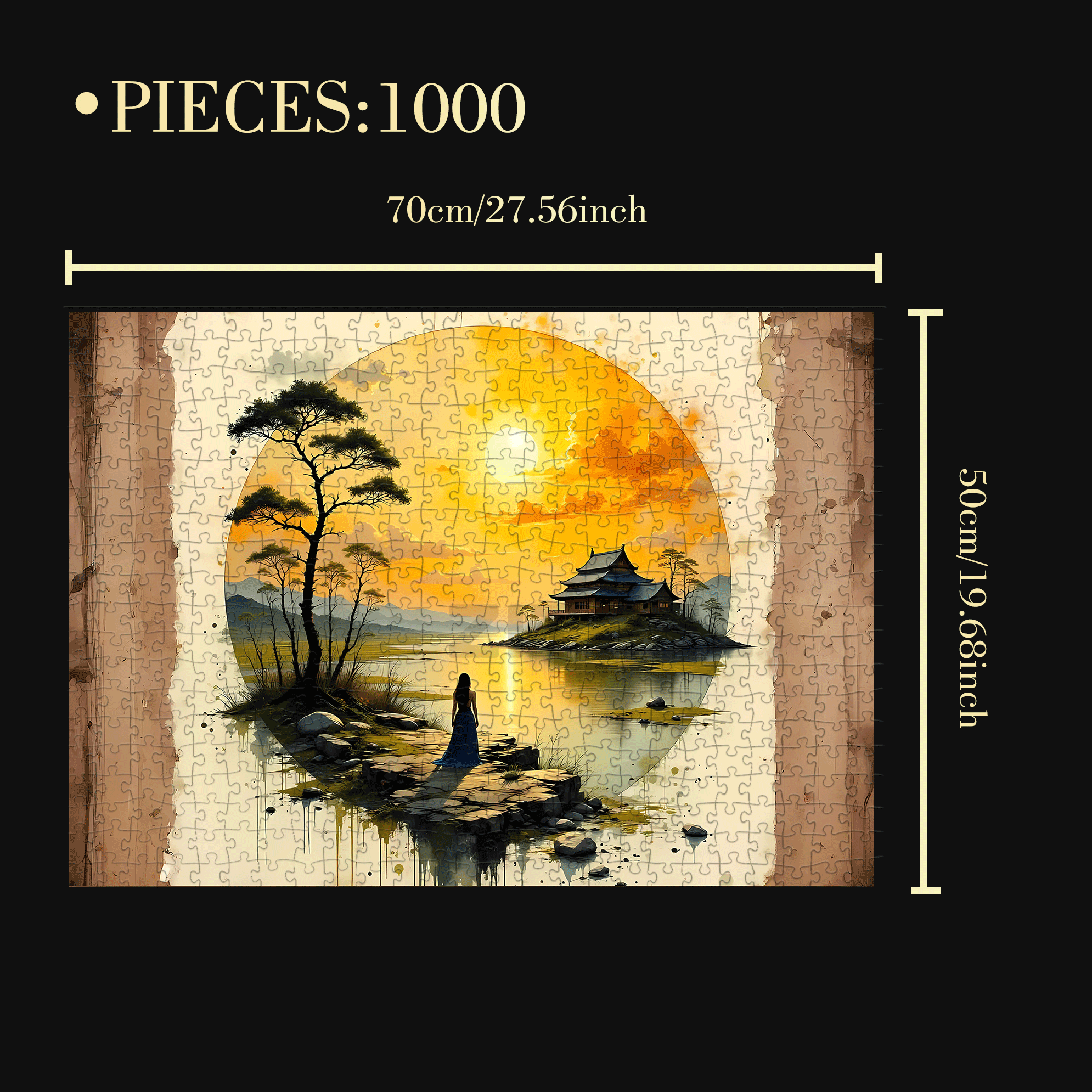 Looking Into The Distance 500pcs/1000pcs Jigsaw Puzzle, Scratch-Resistant, Interactive Family Game & Brain-Boosting DIY Decor, Perfect for Halloween, Christmas & New Year Gifts, Family Puzzle Game