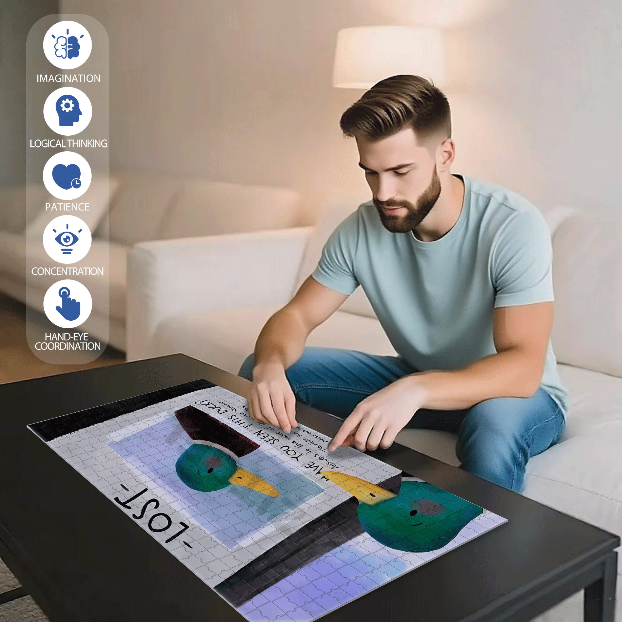 Lost 500pcs/1000pcs Jigsaw Puzzle, Scratch-Resistant, Interactive Family Game & Brain-Boosting DIY Decor, Perfect for Halloween, Christmas & New Year Gifts, Family Puzzle Game