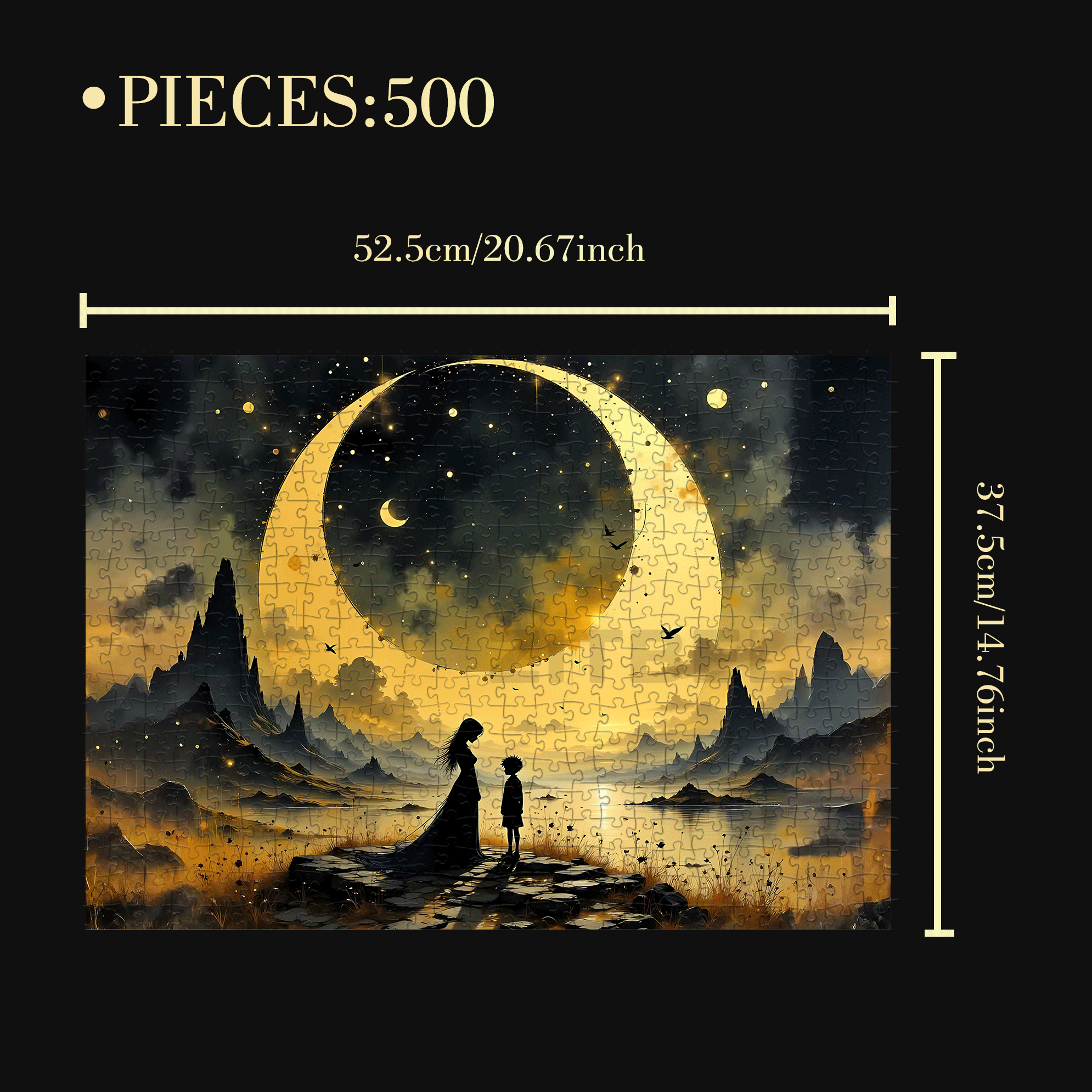 Moon Messenger 500pcs/1000pcs Jigsaw Puzzle, Scratch-Resistant, Interactive Family Game & Brain-Boosting DIY Decor, Perfect for Halloween, Christmas & New Year Gifts, Family Puzzle Game