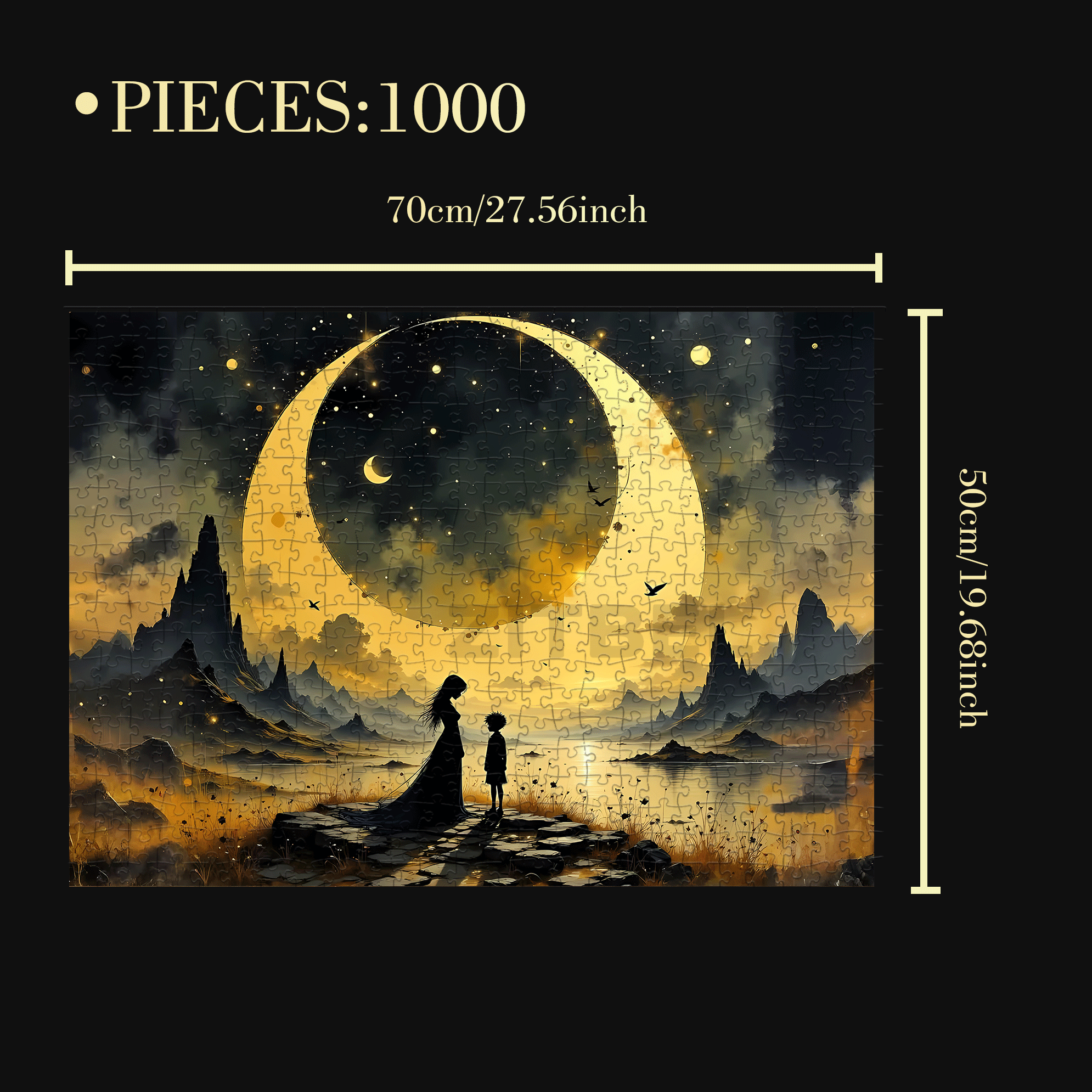 Moon Messenger 500pcs/1000pcs Jigsaw Puzzle, Scratch-Resistant, Interactive Family Game & Brain-Boosting DIY Decor, Perfect for Halloween, Christmas & New Year Gifts, Family Puzzle Game
