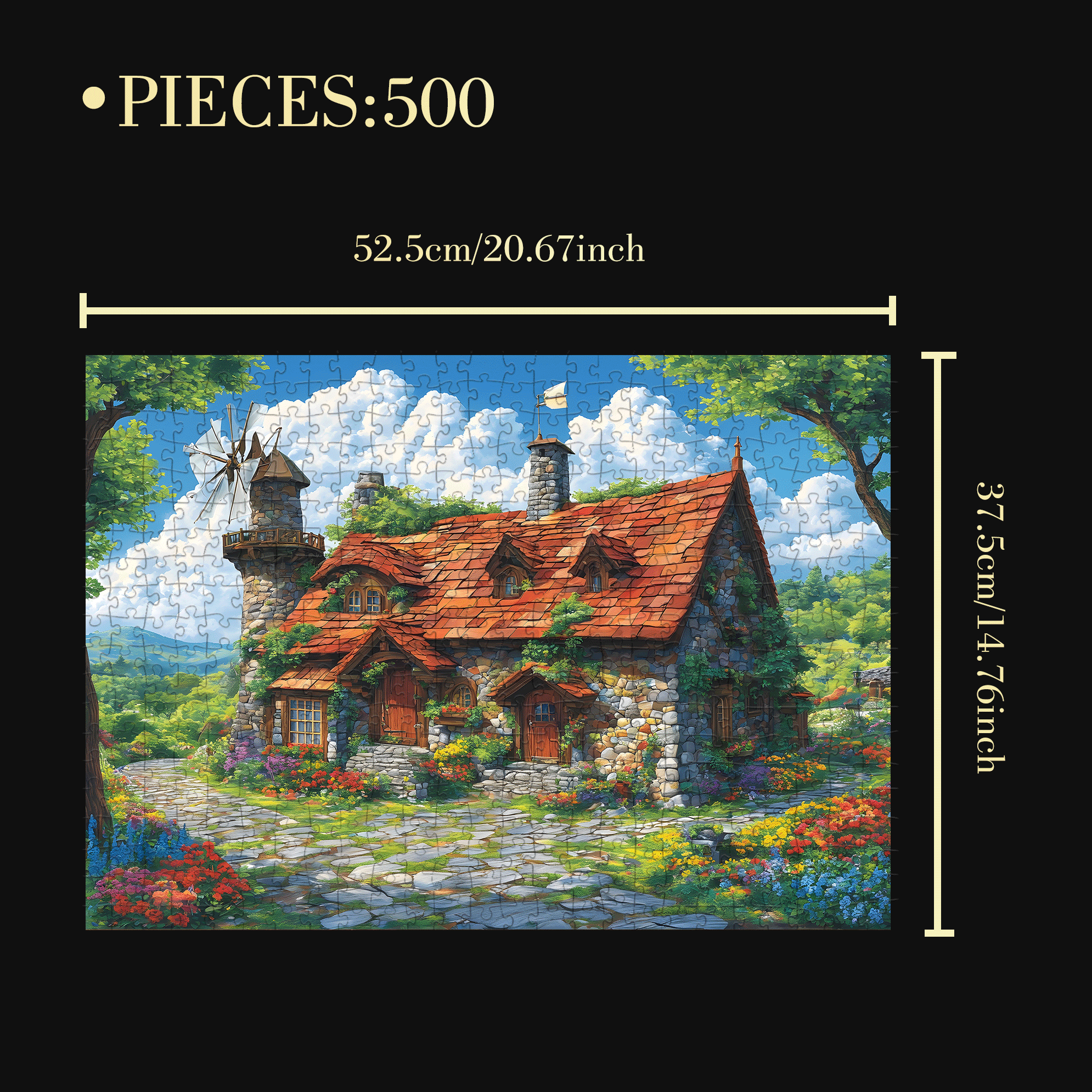 Mrs. Ross's Cottage 500pcs/1000pcs Jigsaw Puzzle, Scratch-Resistant, Interactive Family Game & Brain-Boosting DIY Decor, Perfect for Halloween, Christmas & New Year Gifts, Family Puzzle Game