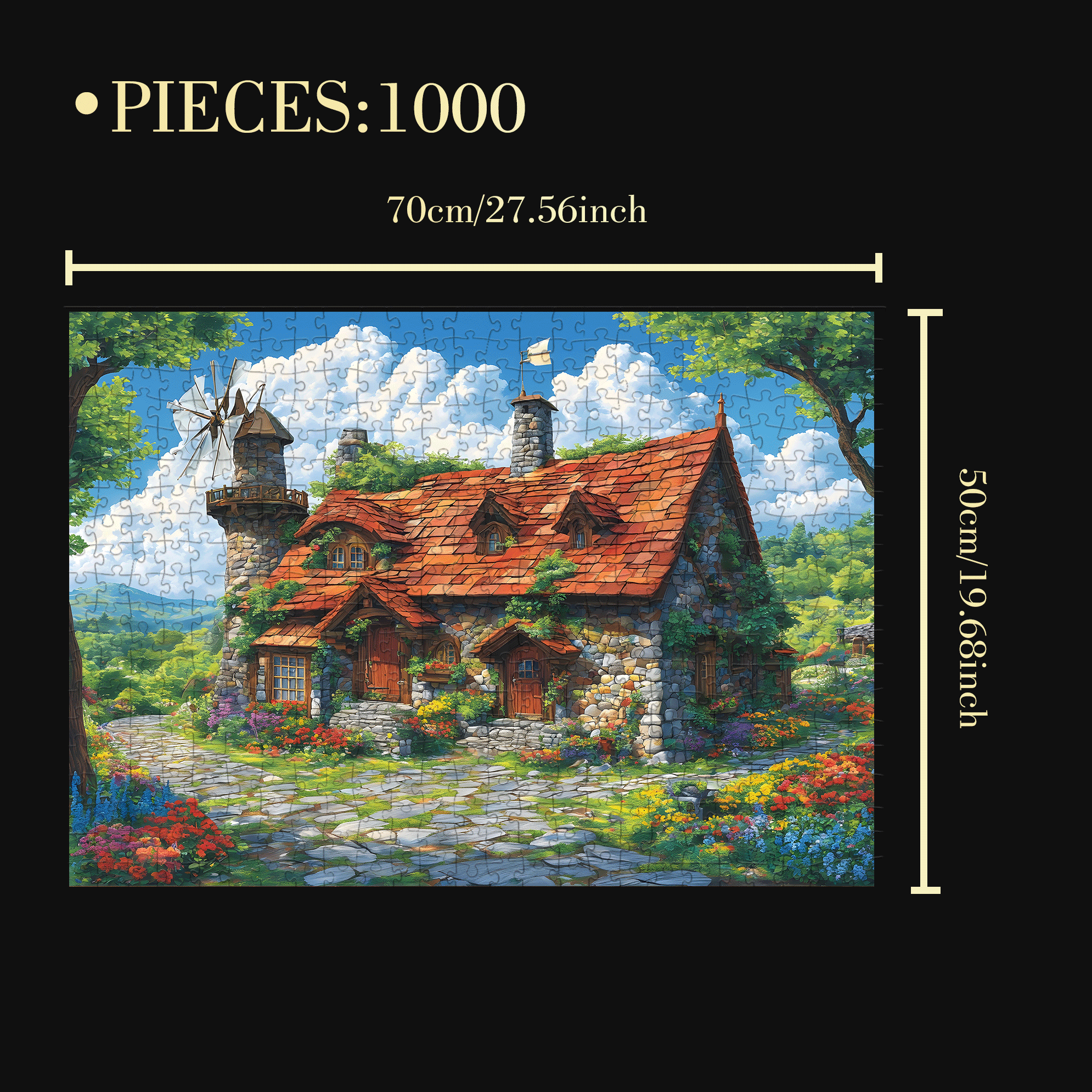 Mrs. Ross's Cottage 500pcs/1000pcs Jigsaw Puzzle, Scratch-Resistant, Interactive Family Game & Brain-Boosting DIY Decor, Perfect for Halloween, Christmas & New Year Gifts, Family Puzzle Game