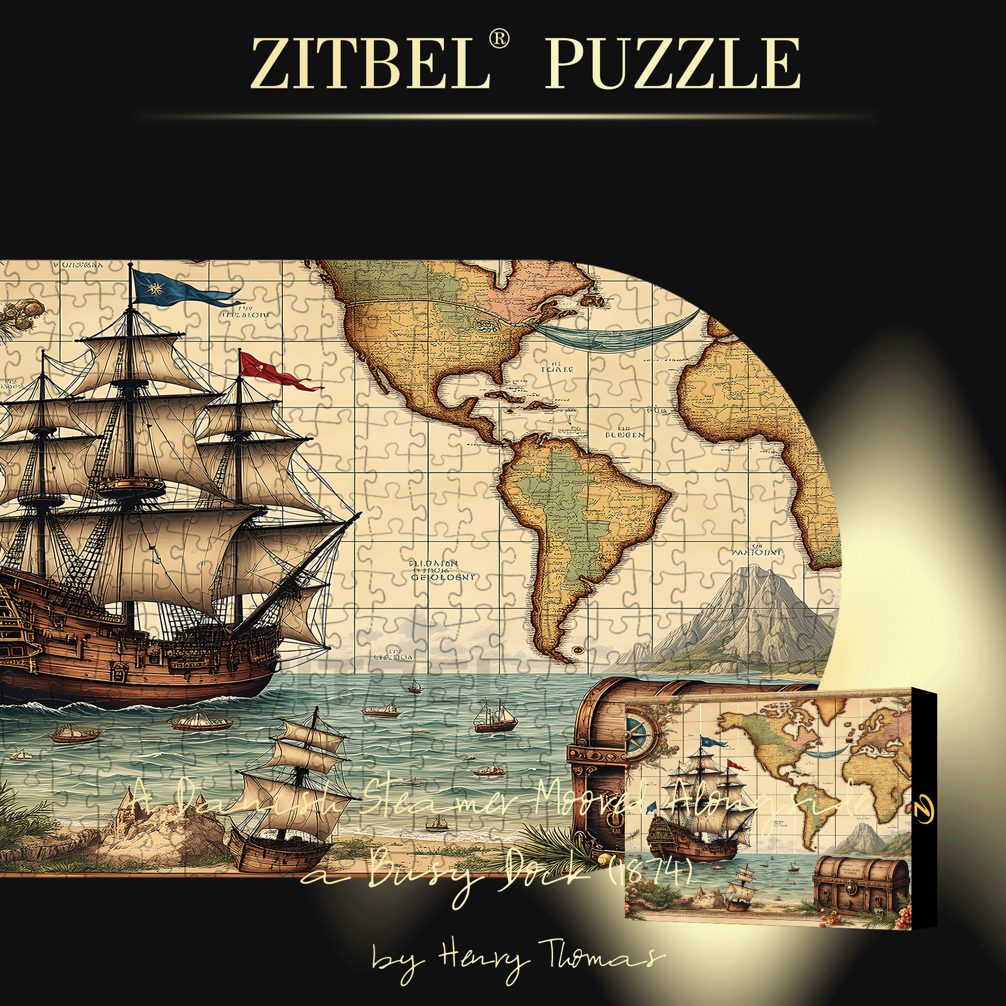 Nautical Chart 500pcs/1000pcs Jigsaw Puzzle, Scratch-Resistant, Interactive Family Game & Brain-Boosting DIY Decor, Perfect for Halloween, Christmas & New Year Gifts, Family Puzzle Game