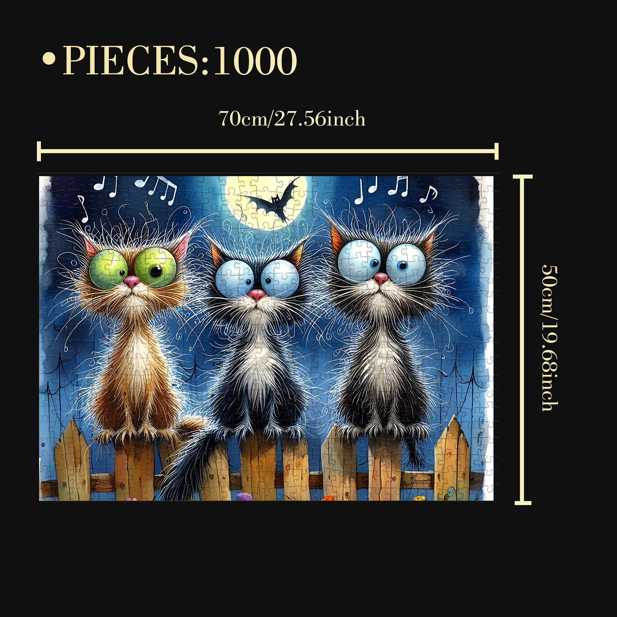 Night Of Terror 500pcs/1000pcs Jigsaw Puzzle, Scratch-Resistant, Interactive Family Game & Brain-Boosting DIY Decor, Perfect for Halloween, Christmas & New Year Gifts, Family Puzzle Game