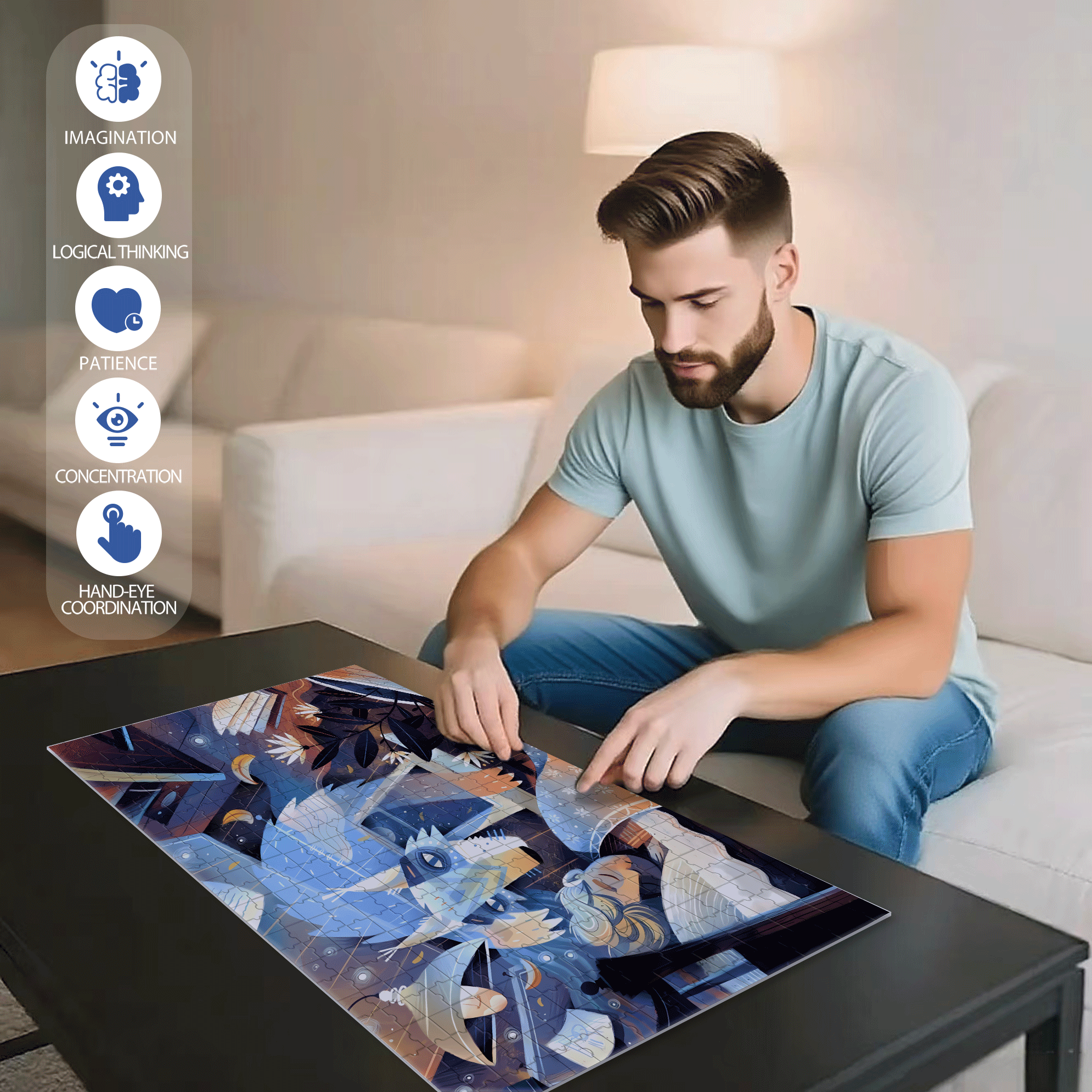 Norse Mythology 3 500pcs/1000pcs Jigsaw Puzzle, Scratch-Resistant, Interactive Family Game & Brain-Boosting DIY Decor, Perfect for Halloween, Christmas & New Year Gifts, Family Puzzle Game