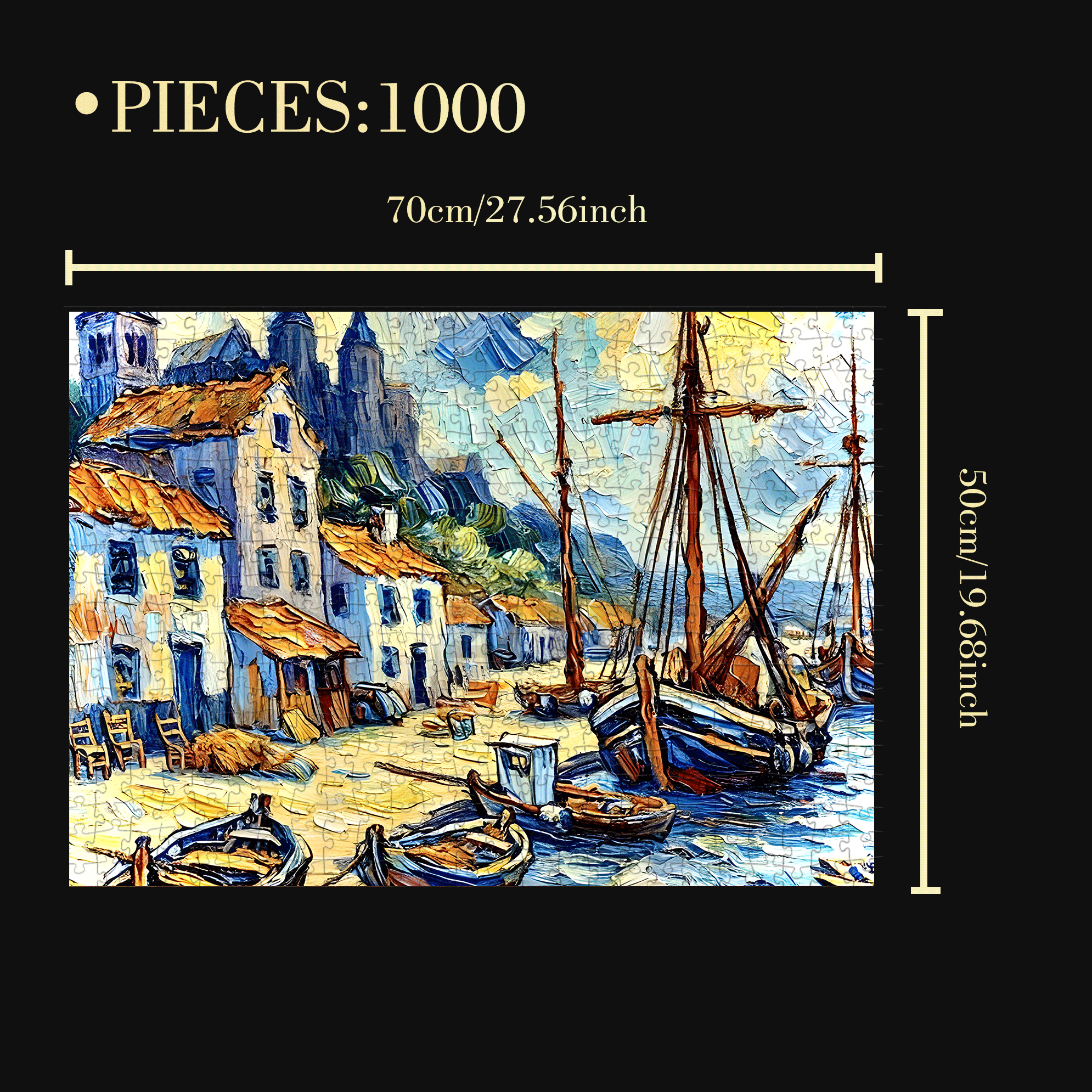 Oil Painting Style 500pcs/1000pcs Jigsaw Puzzle, Scratch-Resistant, Interactive Family Game & Brain-Boosting DIY Decor, Perfect for Halloween, Christmas & New Year Gifts, Family Puzzle Game