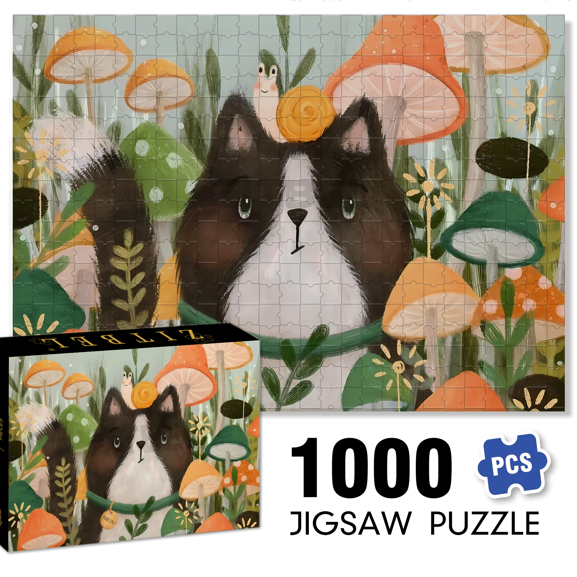 Porcini 500pcs/1000pcs Jigsaw Puzzle, Scratch-Resistant, Interactive Family Game & Brain-Boosting DIY Decor, Perfect for Halloween, Christmas & New Year Gifts, Family Puzzle Game