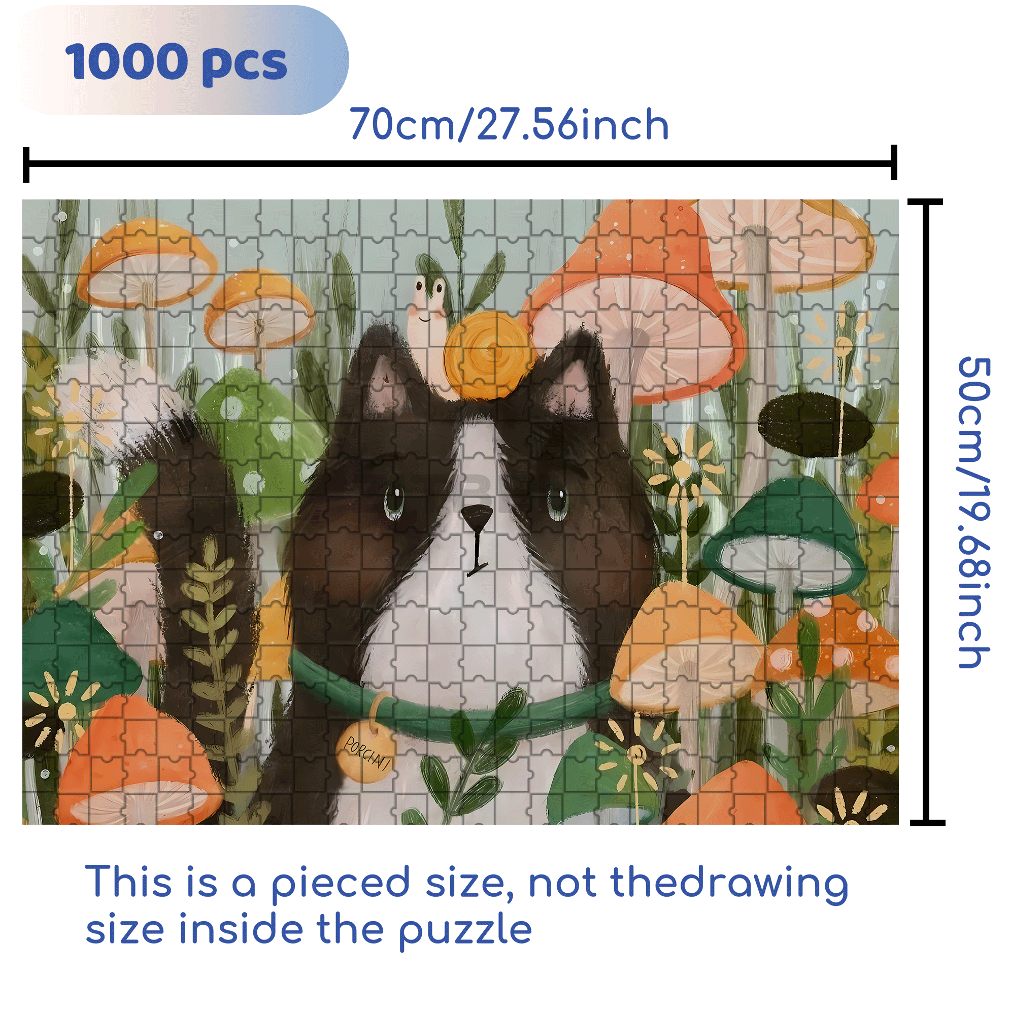 Porcini 500pcs/1000pcs Jigsaw Puzzle, Scratch-Resistant, Interactive Family Game & Brain-Boosting DIY Decor, Perfect for Halloween, Christmas & New Year Gifts, Family Puzzle Game