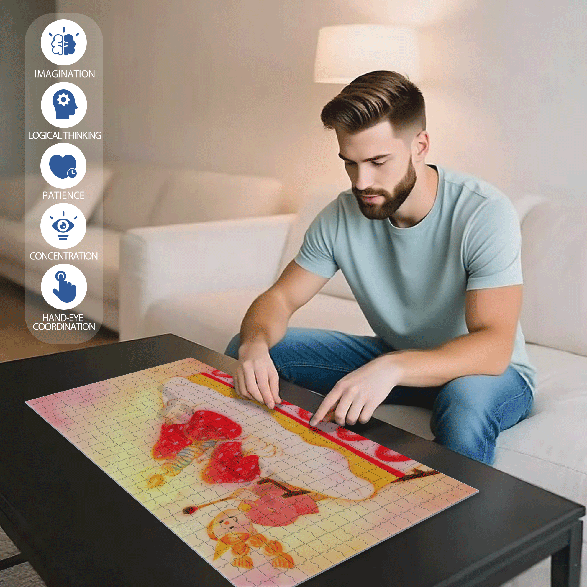 Protagonist 500pcs/1000pcs Jigsaw Puzzle, Scratch-Resistant, Interactive Family Game & Brain-Boosting DIY Decor, Perfect for Halloween, Christmas & New Year Gifts, Family Puzzle Game