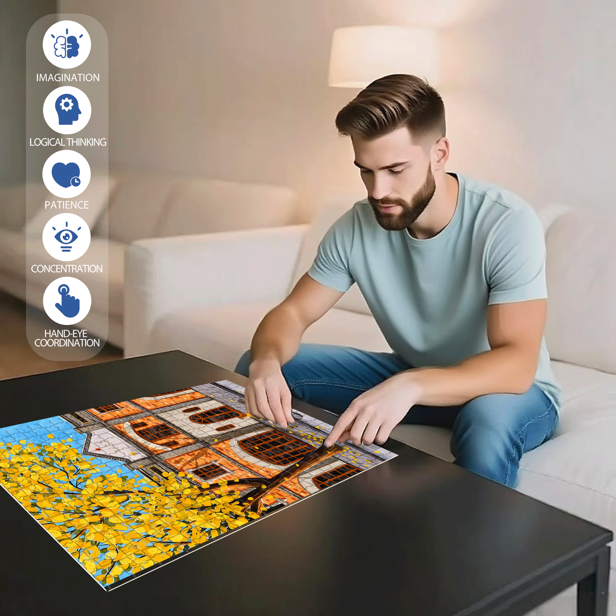 1923 500pcs/1000pcs Jigsaw Puzzle, Scratch-Resistant, Interactive Family Game & Brain-Boosting DIY Decor, Perfect for Halloween, Christmas & New Year Gifts, Family Puzzle Game