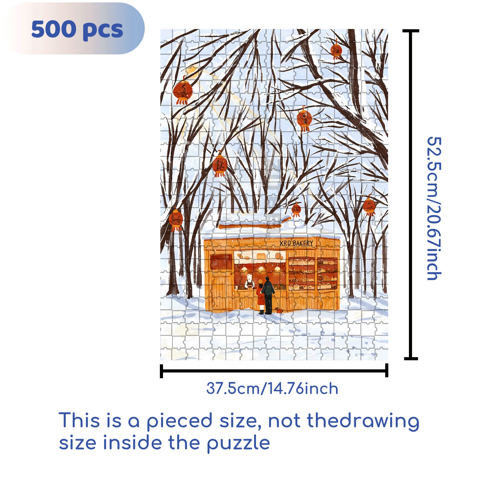A Bakery In The Snow 500pcs/1000pcs Jigsaw Puzzle, Scratch-Resistant, Interactive Family Game & Brain-Boosting DIY Decor, Perfect for Halloween, Christmas & New Year Gifts, Family Puzzle Game