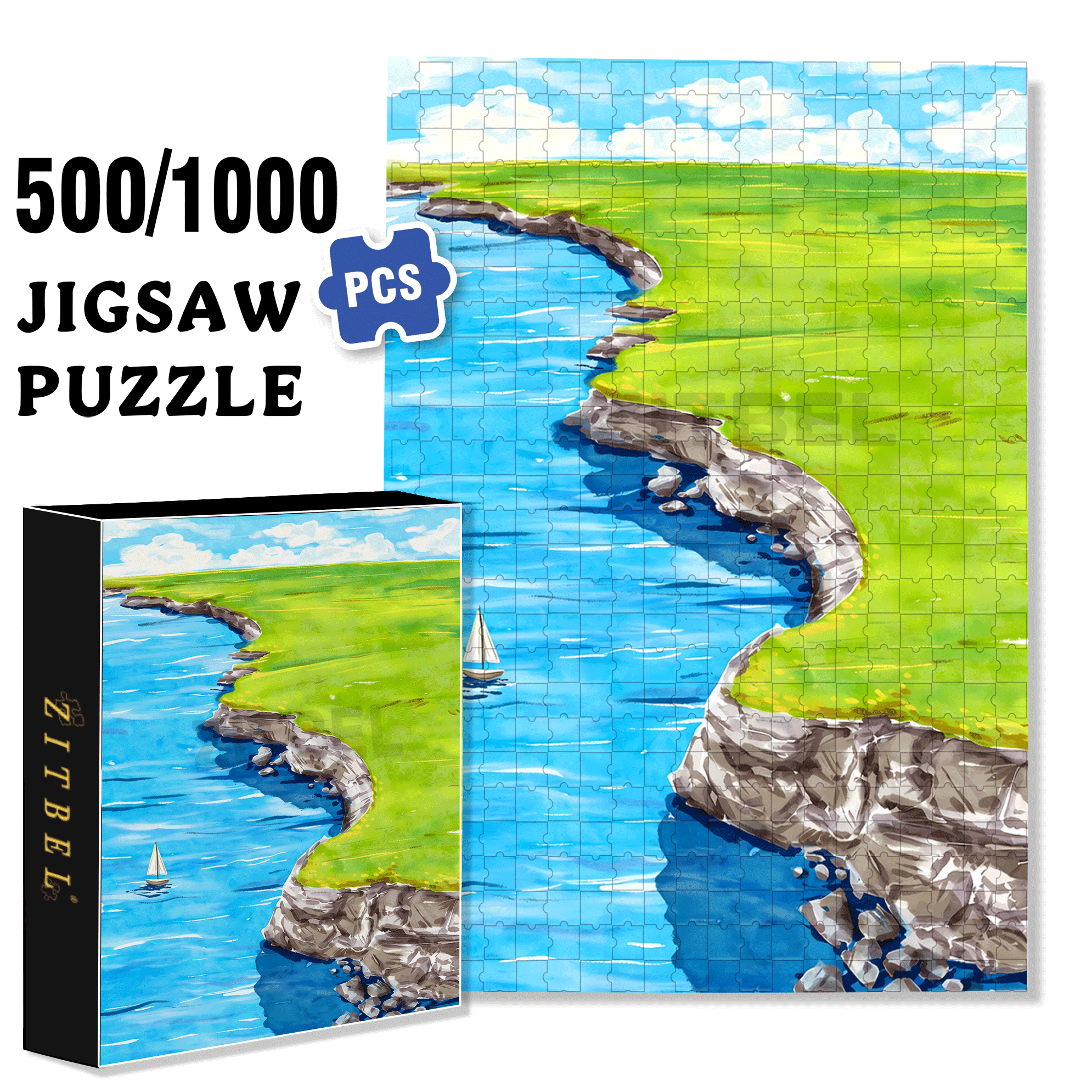 A Lone Sail 500pcs/1000pcs Jigsaw Puzzle, Scratch-Resistant, Interactive Family Game & Brain-Boosting DIY Decor, Perfect for Halloween, Christmas & New Year Gifts, Family Puzzle Game