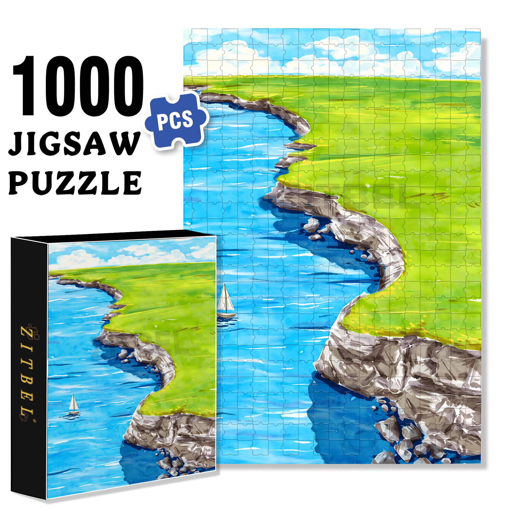A Lone Sail 500pcs/1000pcs Jigsaw Puzzle, Scratch-Resistant, Interactive Family Game & Brain-Boosting DIY Decor, Perfect for Halloween, Christmas & New Year Gifts, Family Puzzle Game