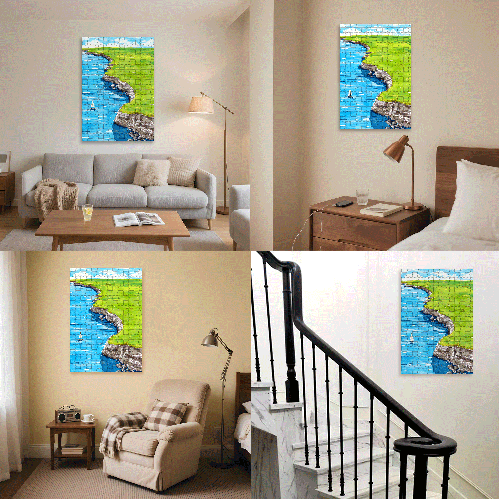 A Lone Sail 500pcs/1000pcs Jigsaw Puzzle, Scratch-Resistant, Interactive Family Game & Brain-Boosting DIY Decor, Perfect for Halloween, Christmas & New Year Gifts, Family Puzzle Game
