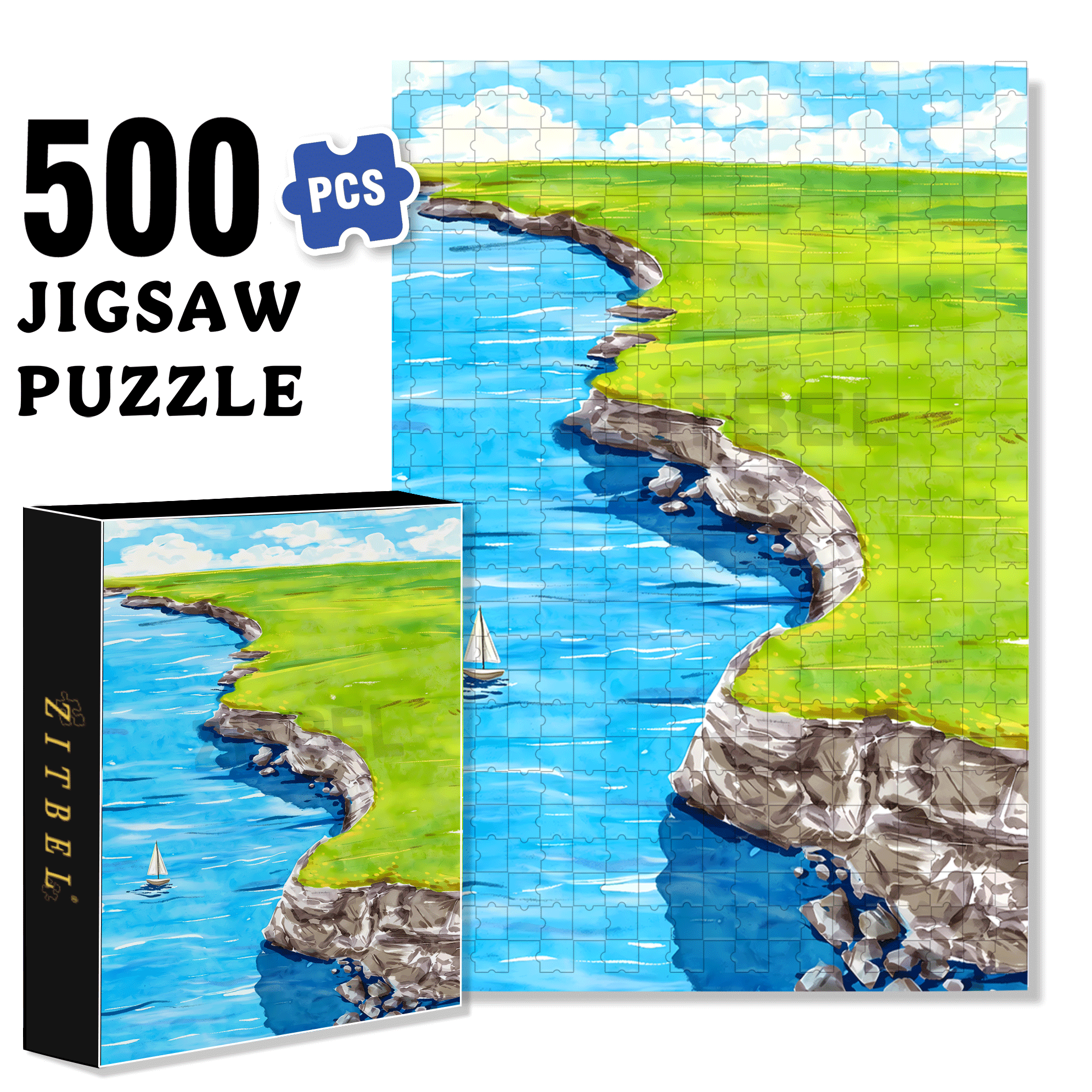 A Lone Sail 500pcs/1000pcs Jigsaw Puzzle, Scratch-Resistant, Interactive Family Game & Brain-Boosting DIY Decor, Perfect for Halloween, Christmas & New Year Gifts, Family Puzzle Game