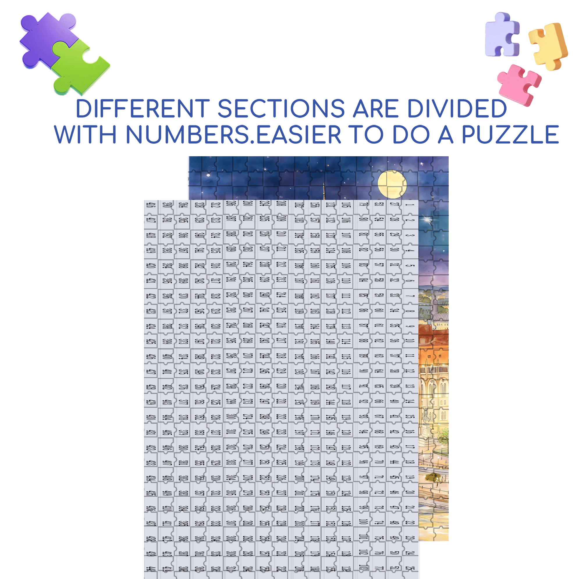 A Round Moon 500pcs/1000pcs Jigsaw Puzzle, Scratch-Resistant, Interactive Family Game & Brain-Boosting DIY Decor, Perfect for Halloween, Christmas & New Year Gifts, Family Puzzle Game